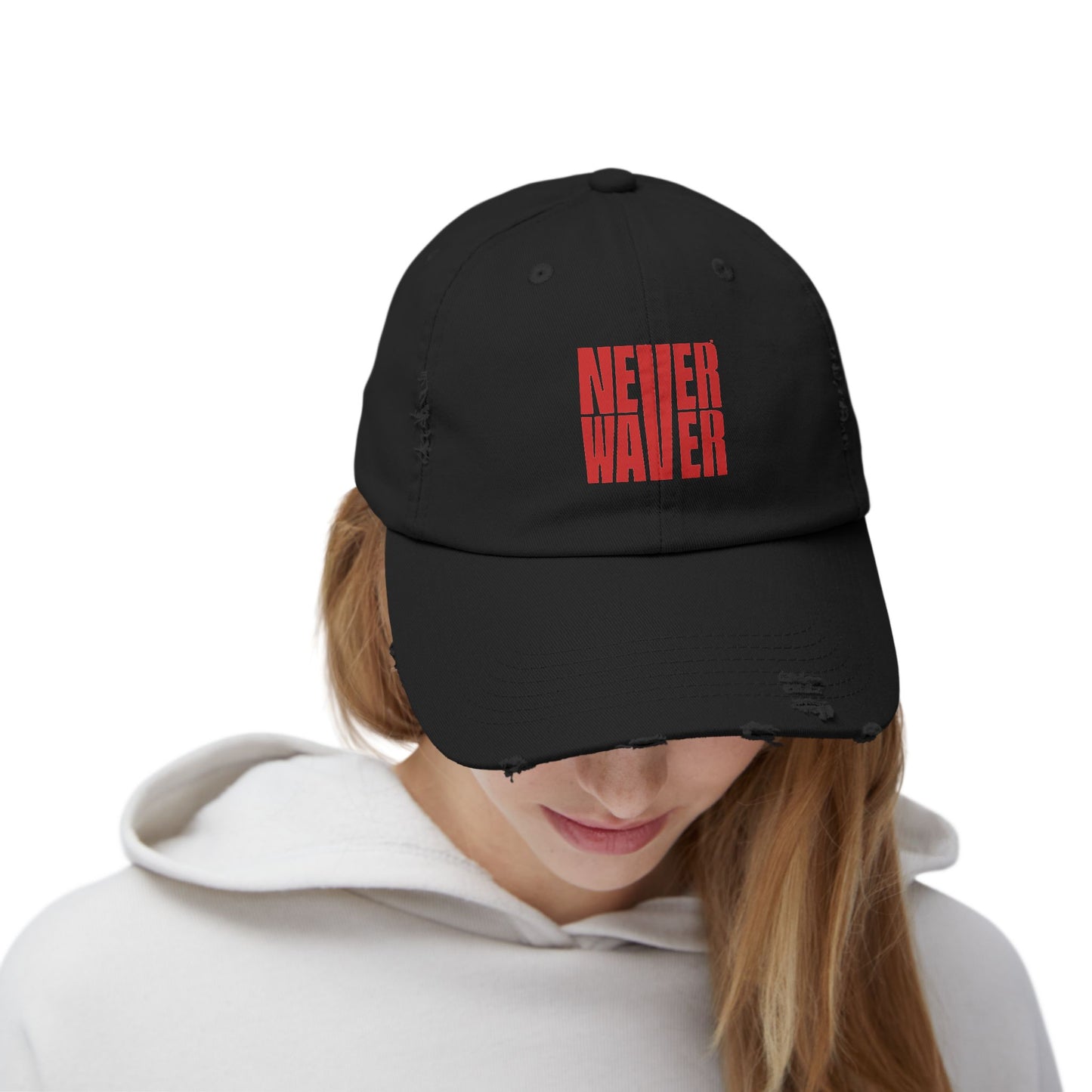 Distressed Cap - Never Waver Statement Hat for Everyday Style