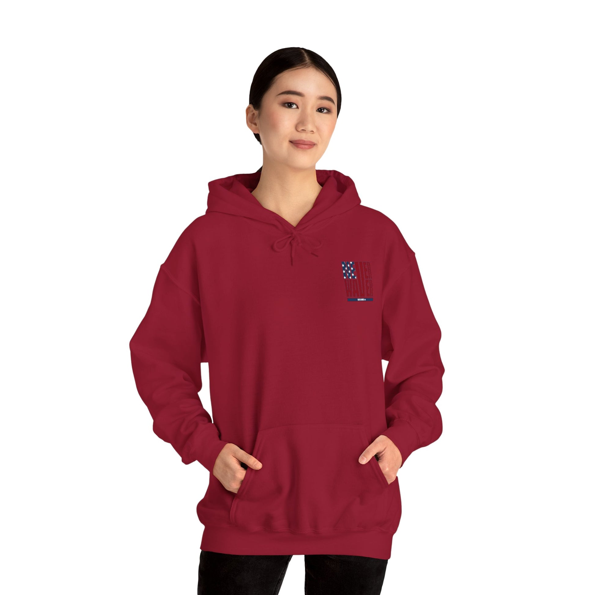 Unisex Heavy Blend™ Hooded Sweatshirt - Never Waver Crew with  American Flag Design - Never Waver