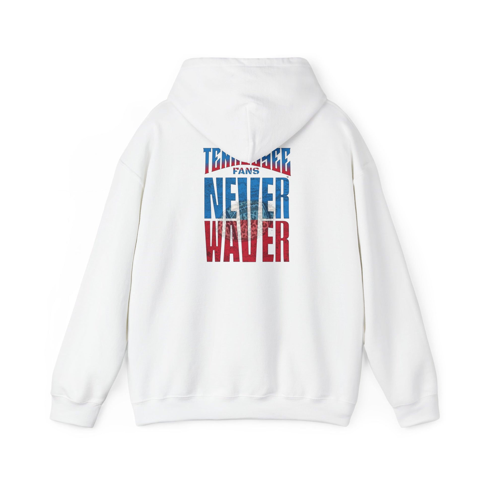 Unisex Heavy Blend™ Hooded Sweatshirt - 'Tennessee Fans Never Waver W Leopard Football' Casual Comfort for Team Fans - Never Waver