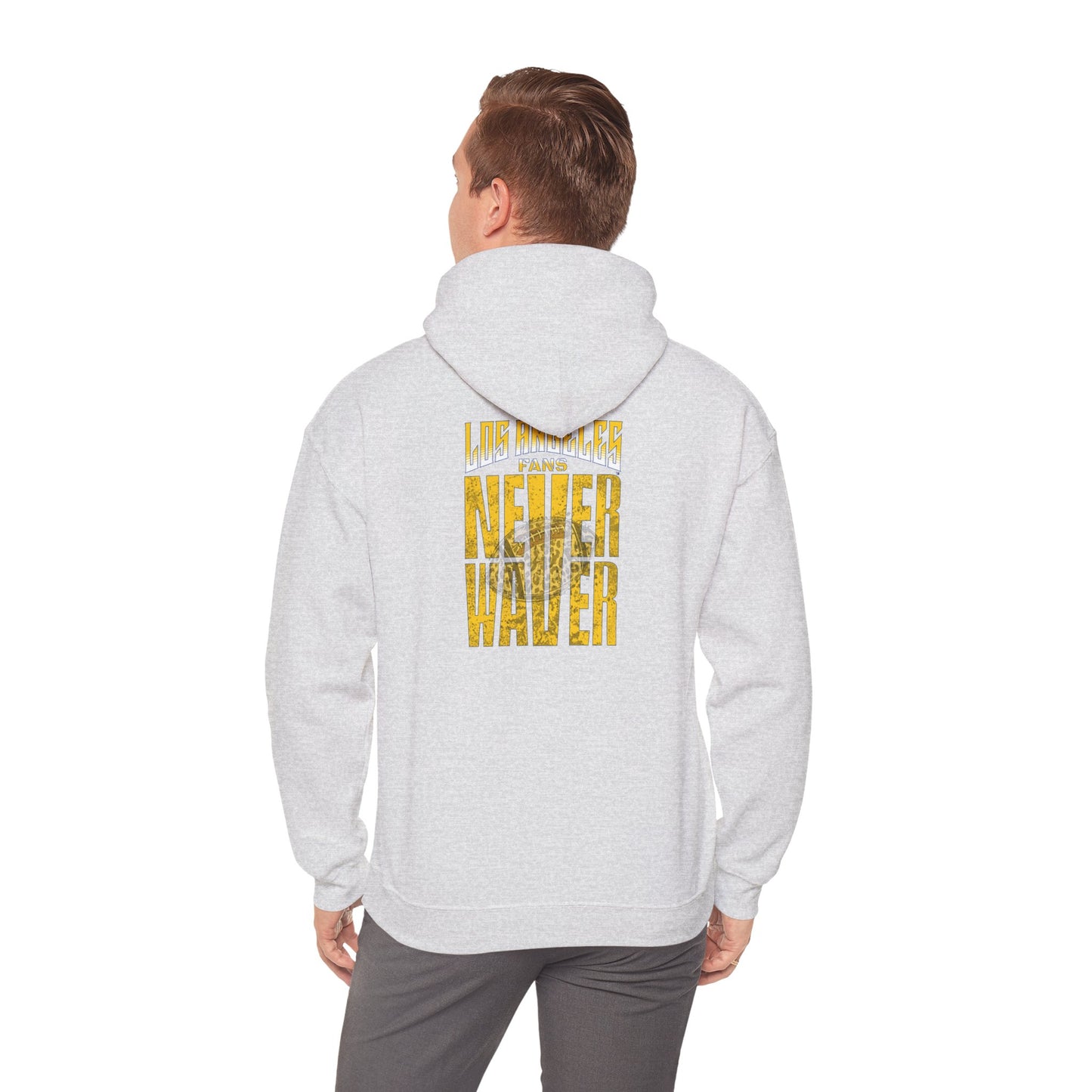 Los Angeles Fans Never Waver w Leopard Football Unisex Heavy Blend™ Hooded Sweatshirt - Cozy, Motivational Apparel for Everyday Wear