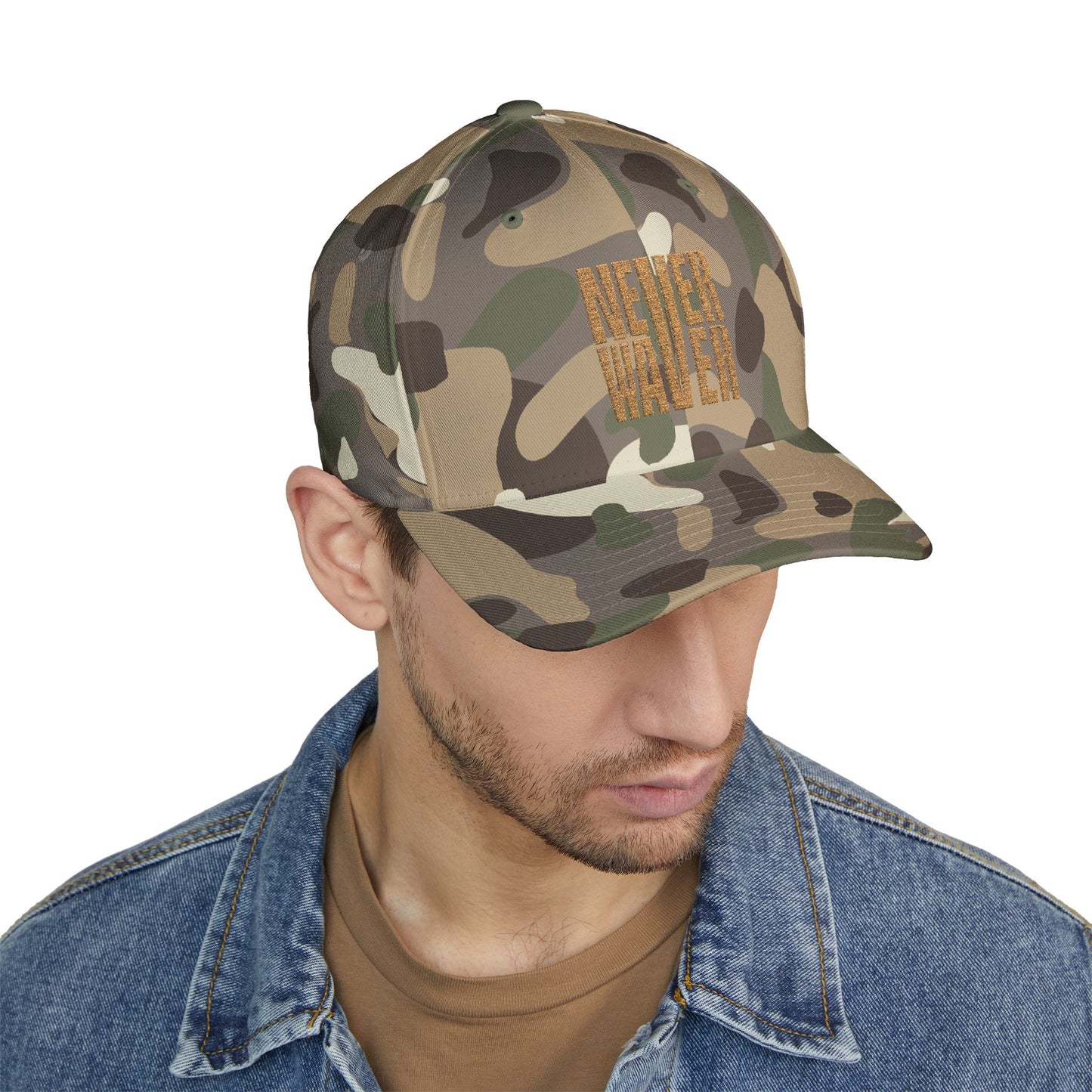 Never Waver Camouflage Embroidered Cap - Perfect for Outdoor Adventures