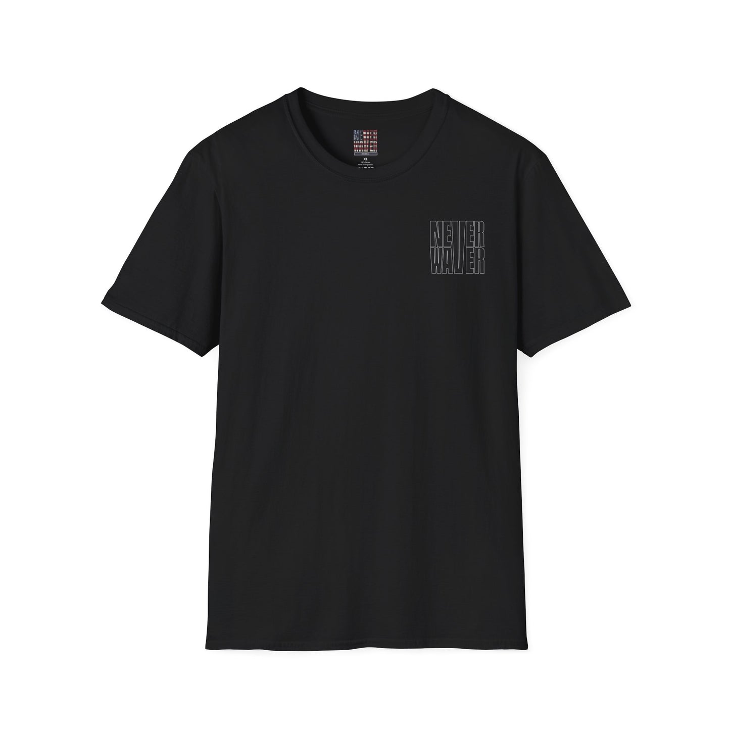 Never Waver” Jesus a bold, eye-catching design that reflects a steadfast faith and confidence in Christ. Unisex Soft style T-Shirt - Never Waver
