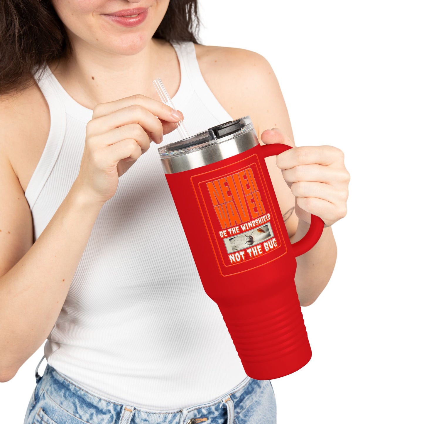Never Waver be the Windshield  Insulated Travel Mug, 40oz - Never Waver