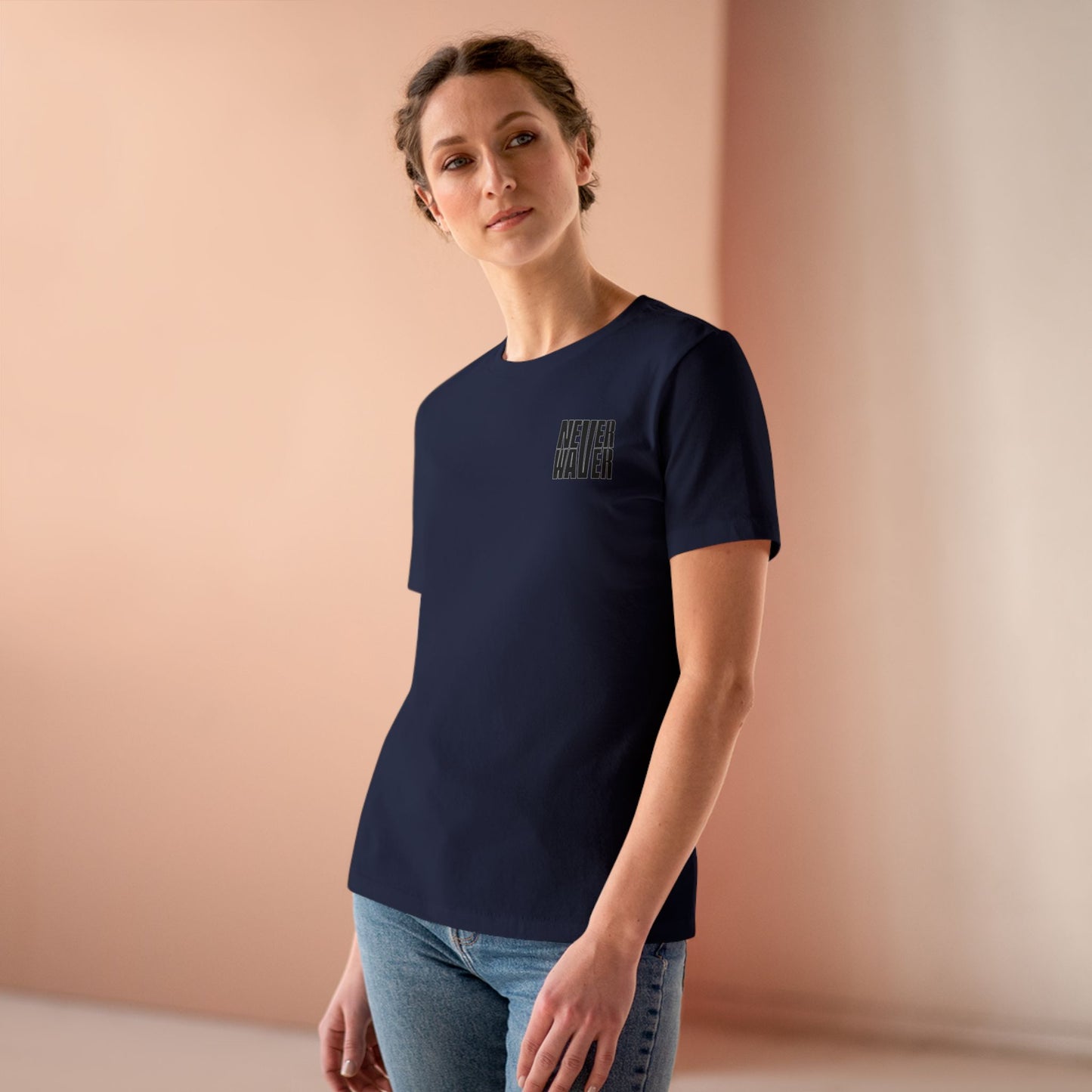 Never Waver” Jesus t-shirt might feature a bold, eye-catching design that reflects a steadfast faith and confidence in Christ.  Women's Cotton Tee - Never Waver