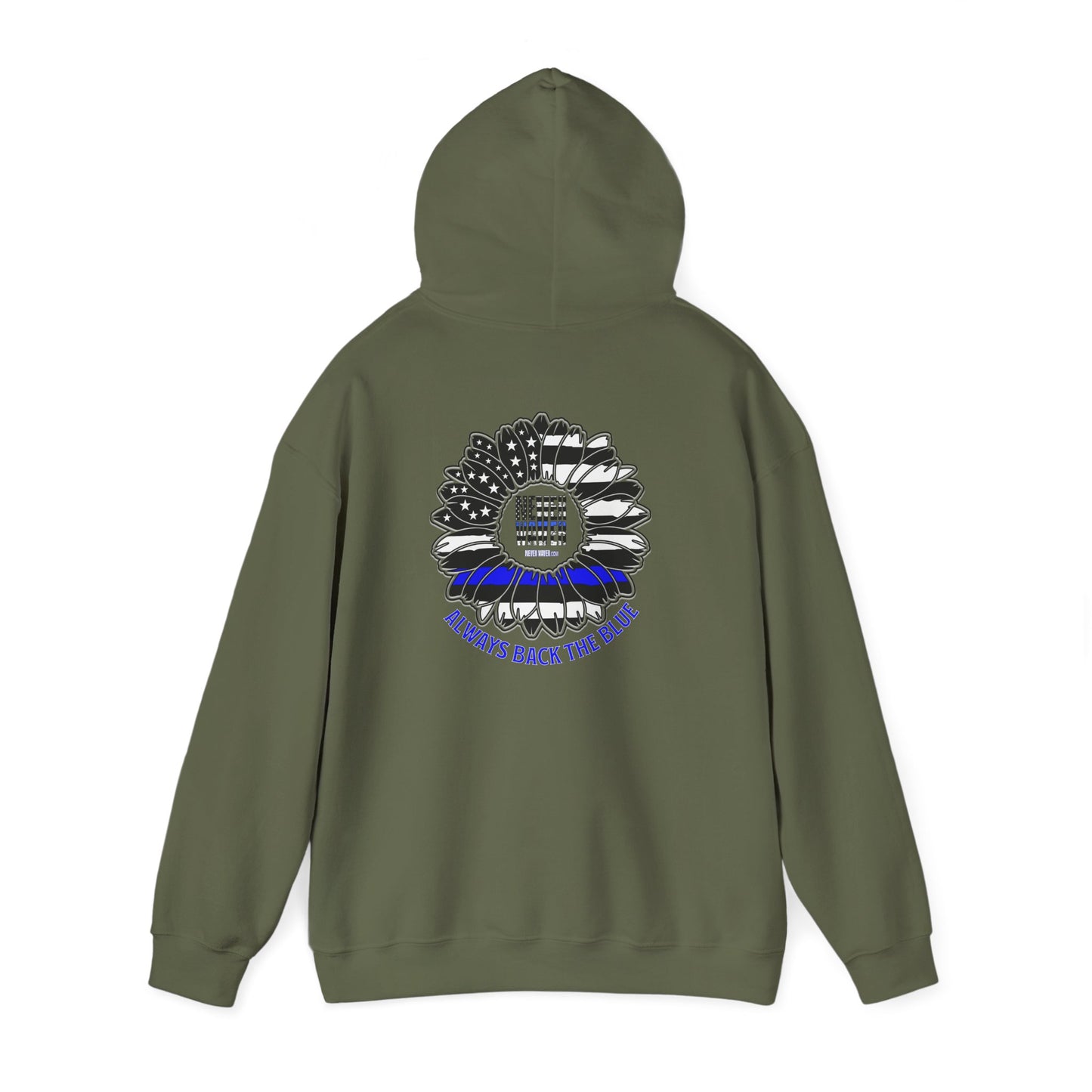 Never Waver Always Back the Blue Hooded Sweatshirt - Unisex Heavy Blend™ - Never Waver