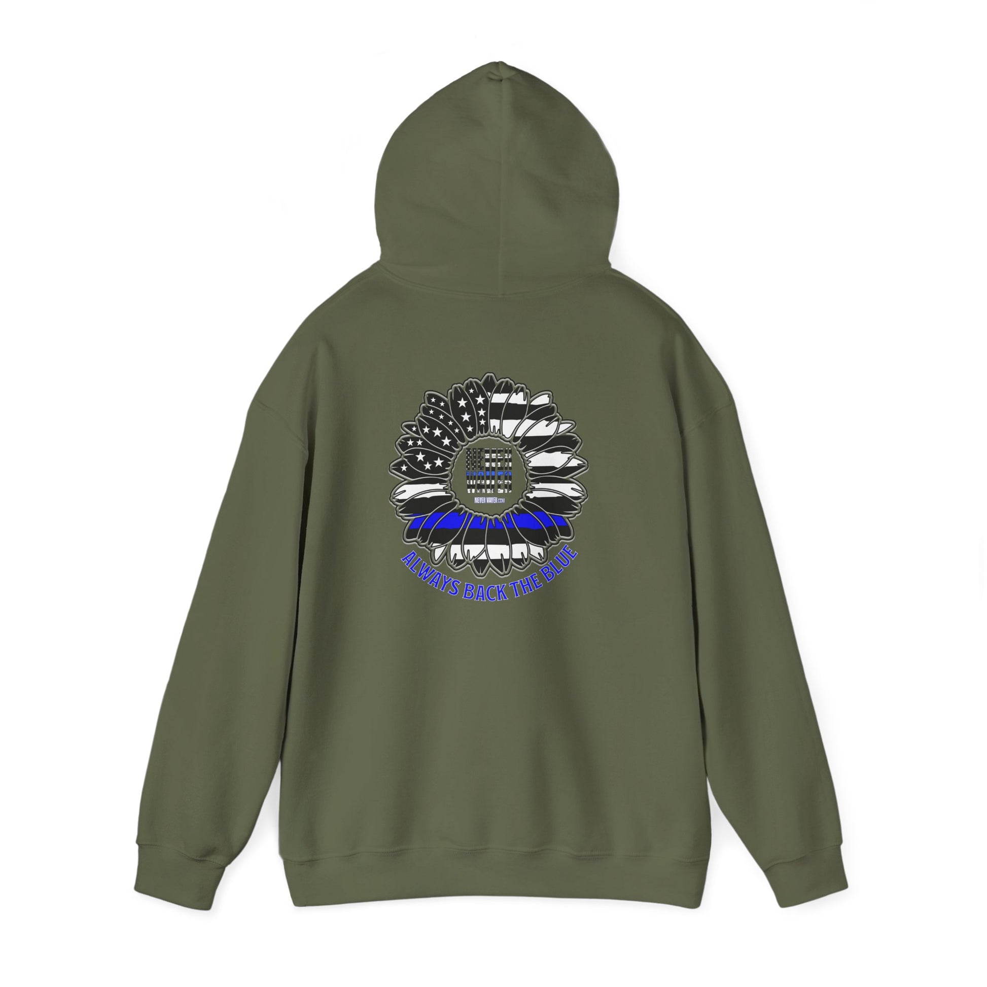Never Waver Always Back the Blue Hooded Sweatshirt - Unisex Heavy Blend™ - Never Waver
