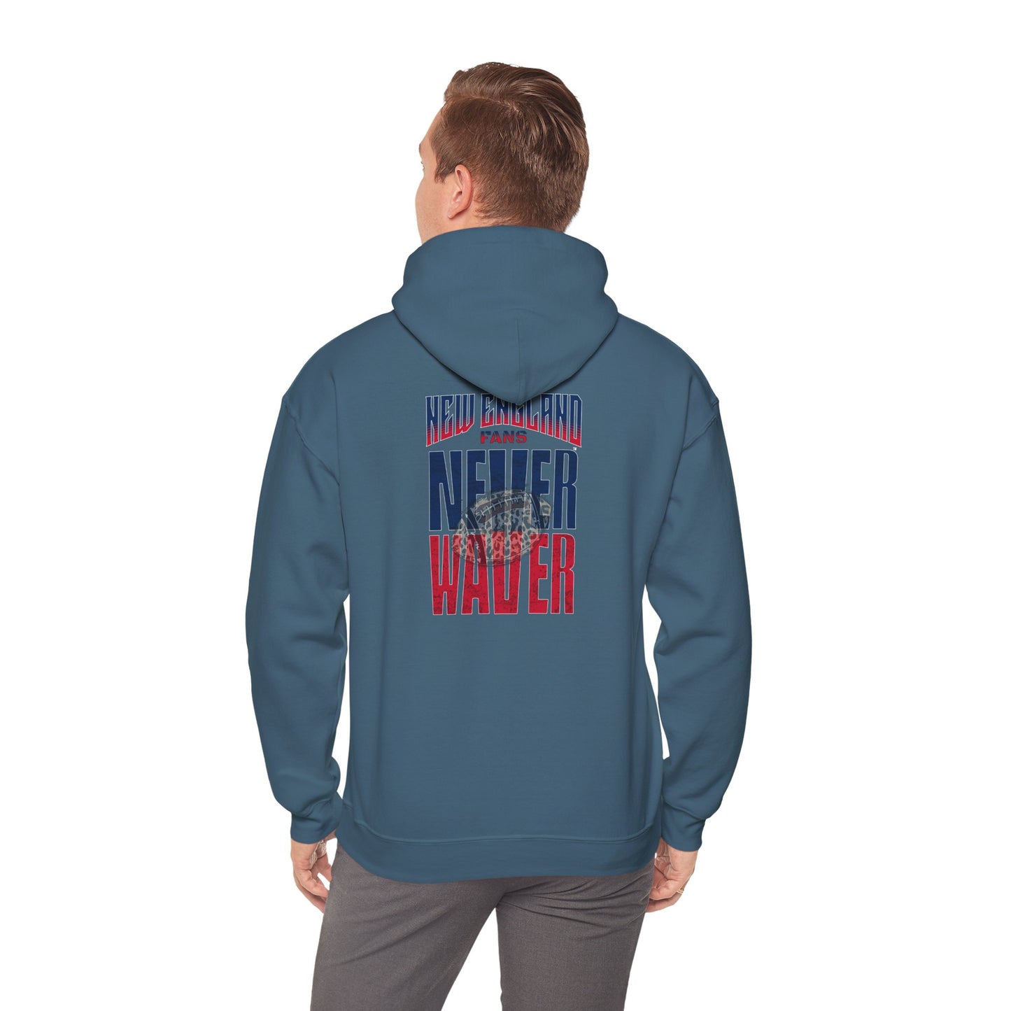 Unisex Heavy Blend™ Hooded Sweatshirt - New England Fans Never Waver w Leopard football - Never Waver