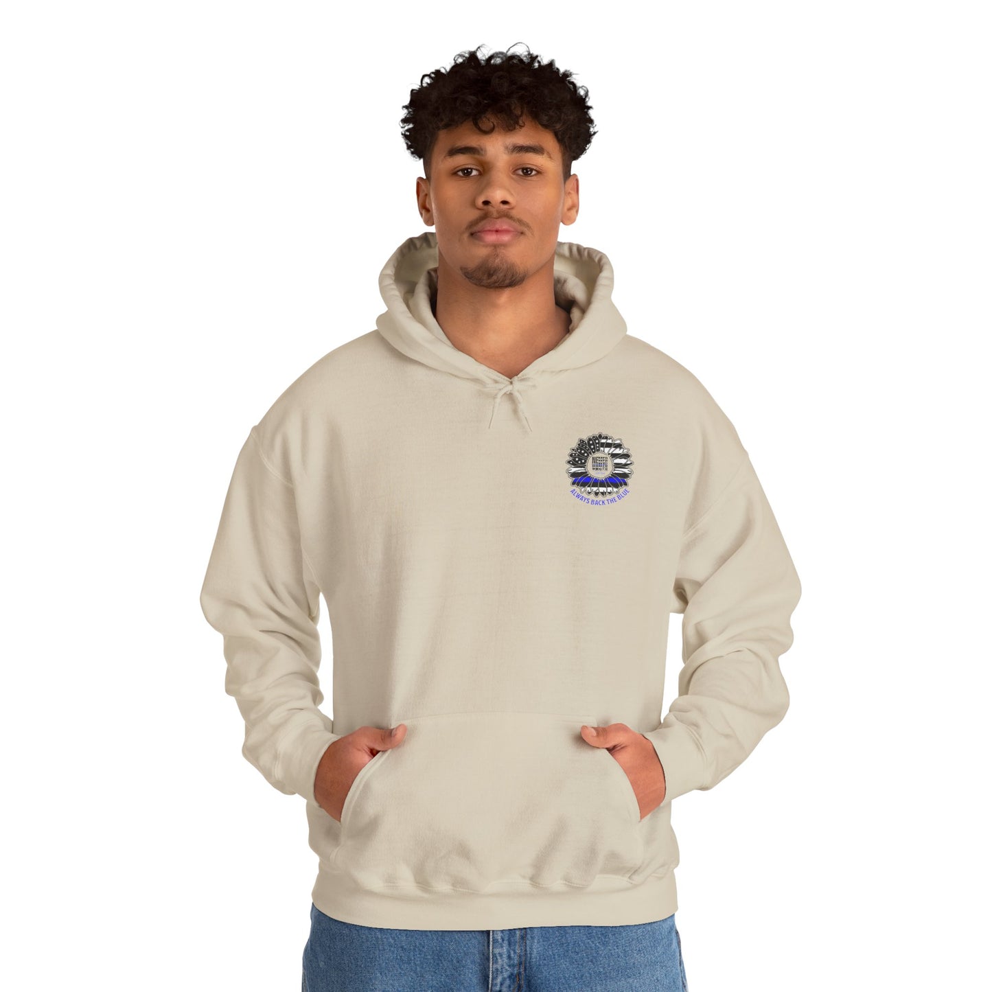 Never Waver Always Back the Blue Hooded Sweatshirt - Unisex Heavy Blend™ - Never Waver