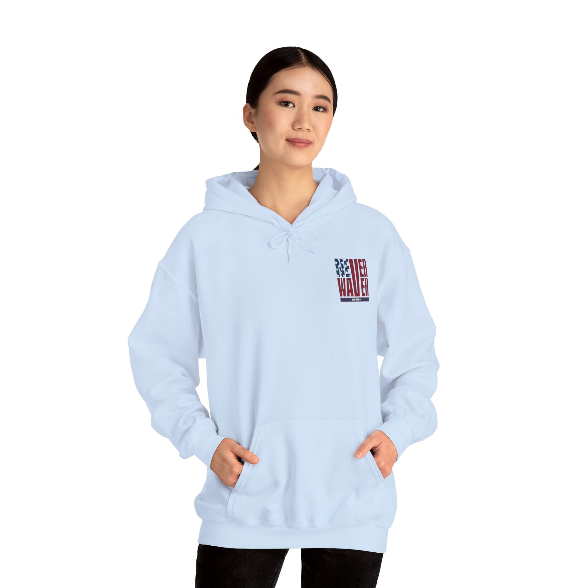 Patriotic Unisex Heavy Blend™ Hoodie - 'Never Waver Like This Mom' - Never Waver