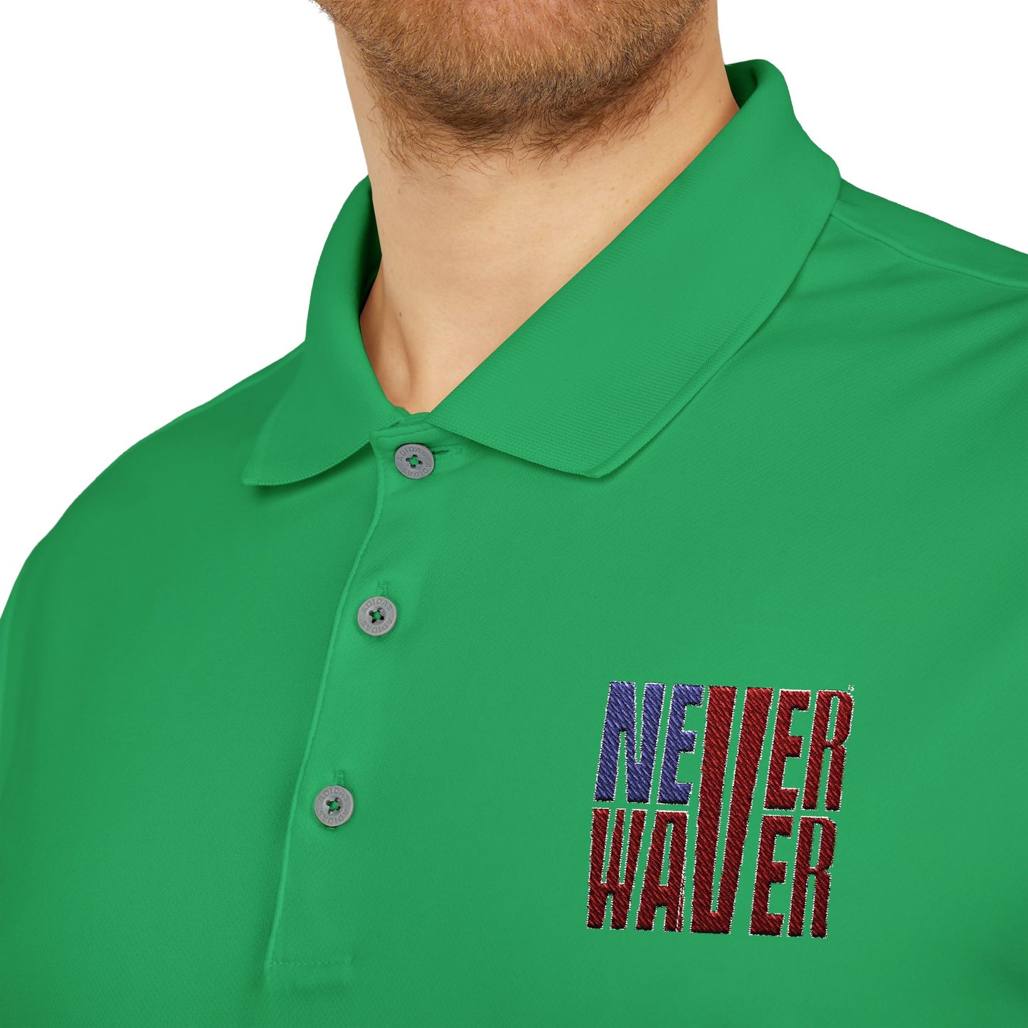 Never Waver Embroidered adidas Unisex Performance Polo - Never Waver