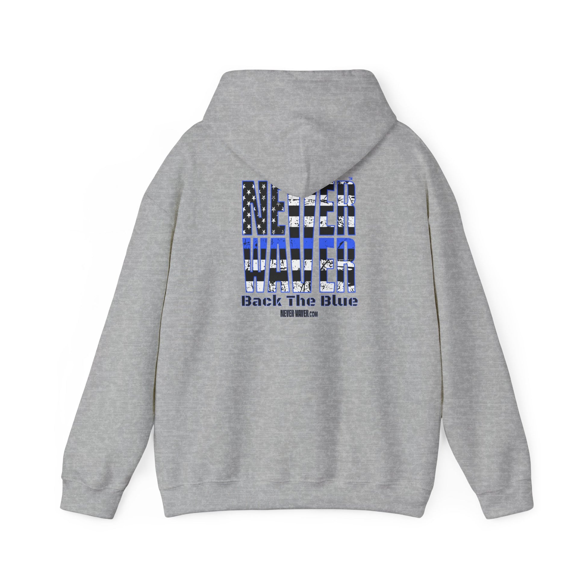 Never Waver Back The Blue Hoodie - Unisex Heavy Blend Sweatshirt - Never Waver