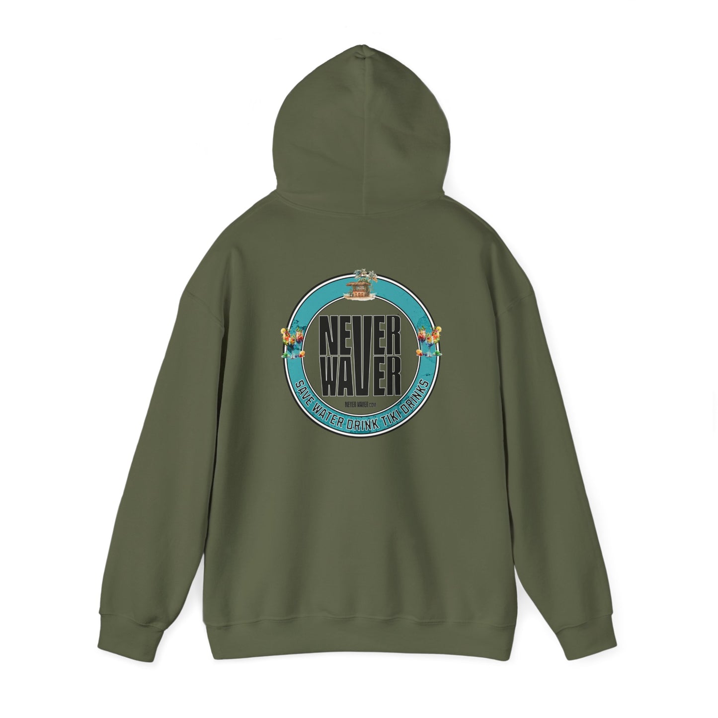 Eco-Friendly Unisex Hoodie: "Never Waver Save Water Drink Tiki Drinks" - Never Waver