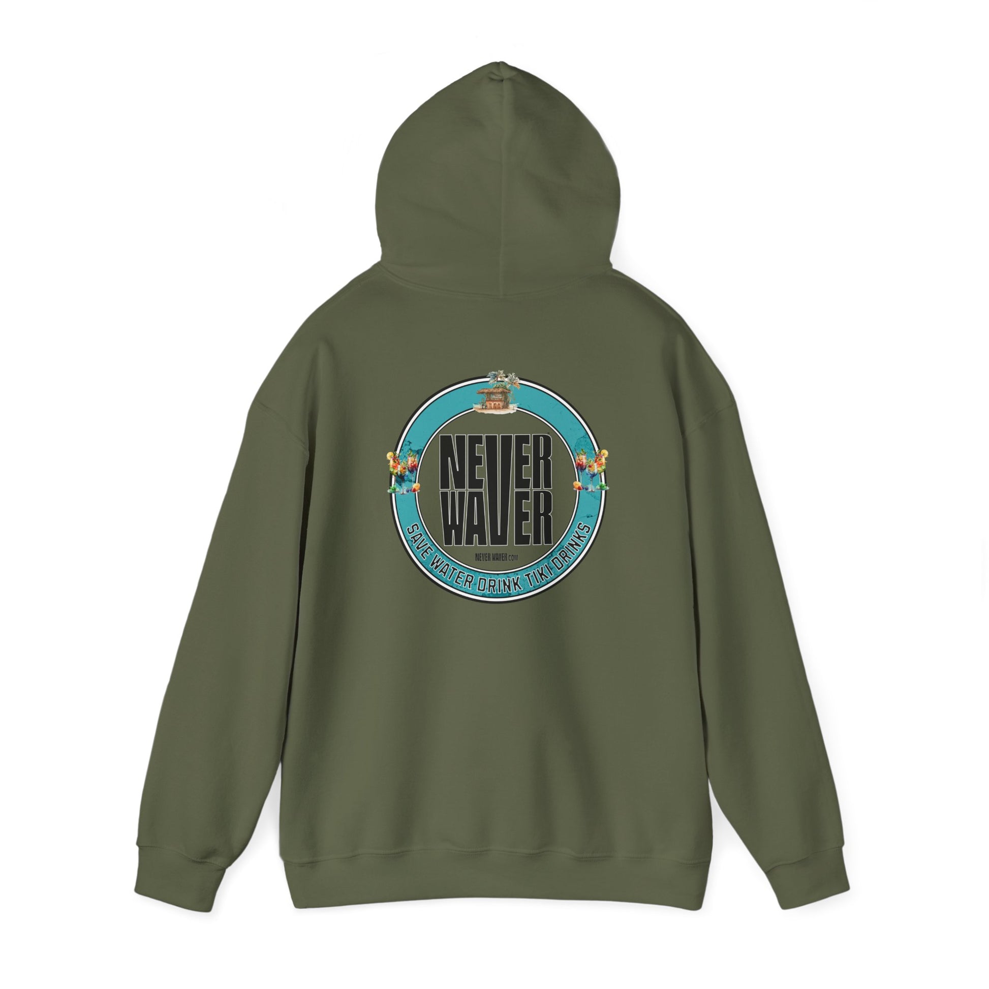 Eco-Friendly Unisex Hoodie: "Never Waver Save Water Drink Tiki Drinks" - Never Waver