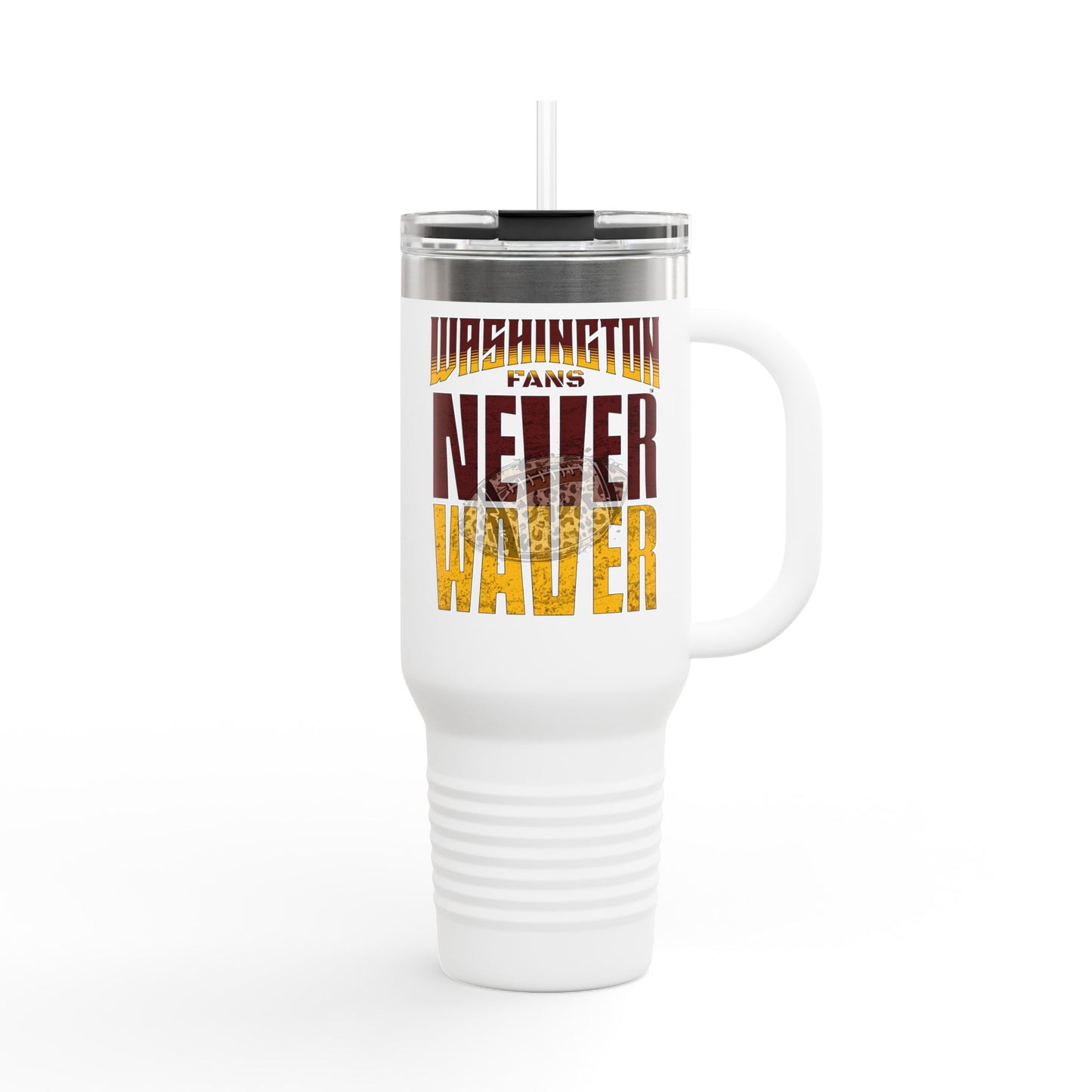 Washington Fans Never Waver W-Leopard Football Insulated Travel Mug, 40oz - Never Waver