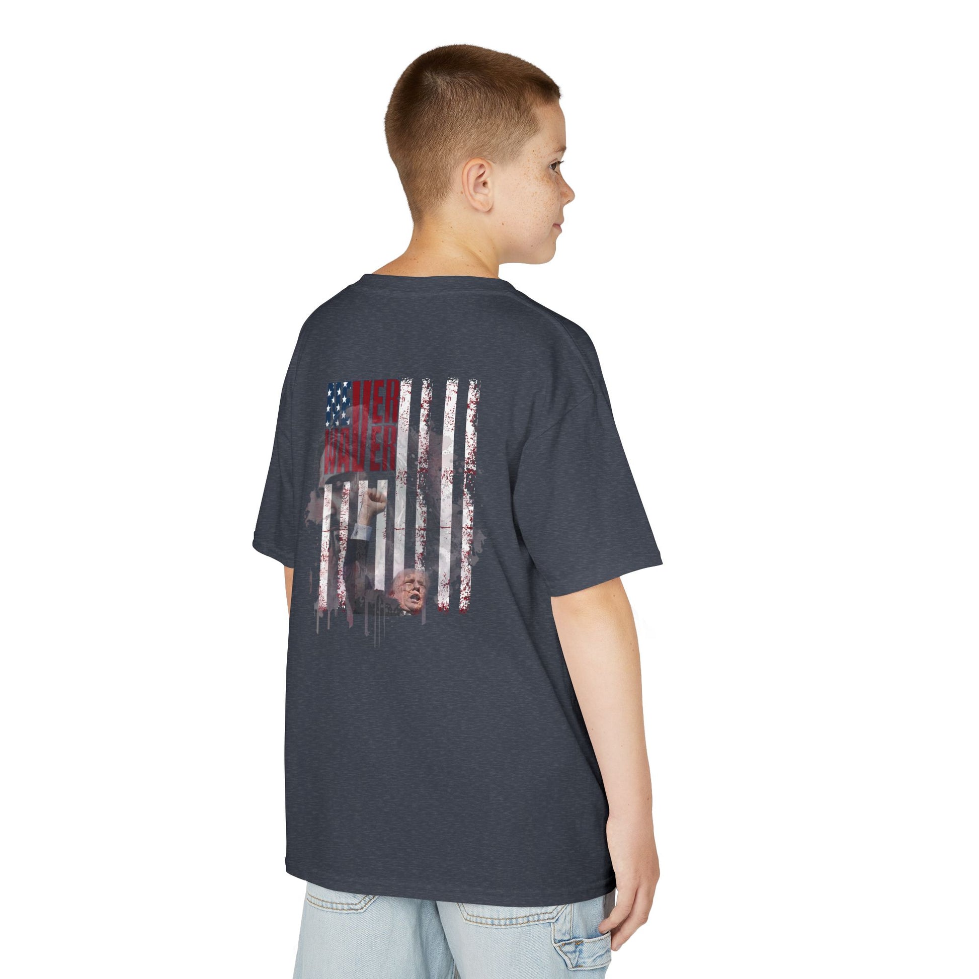 Never Waver Trump Fist Pump W Jesus Protection Kids Heavy Cotton™ Tee - Never Waver