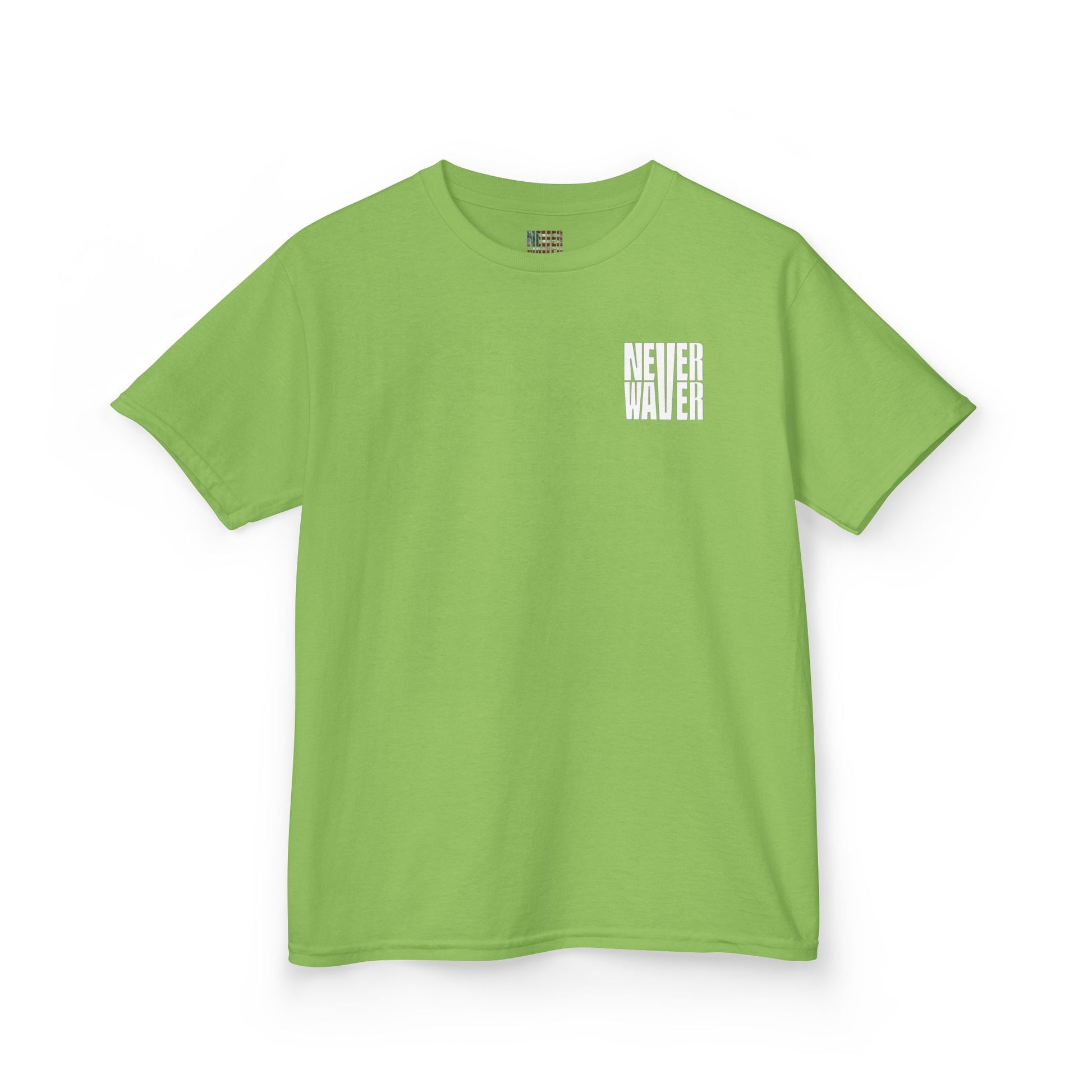 Kids Golf Tee -Never Waver” Jesus a bold, eye-catching design that reflects a steadfast faith and confidence in Christ. - Never Waver