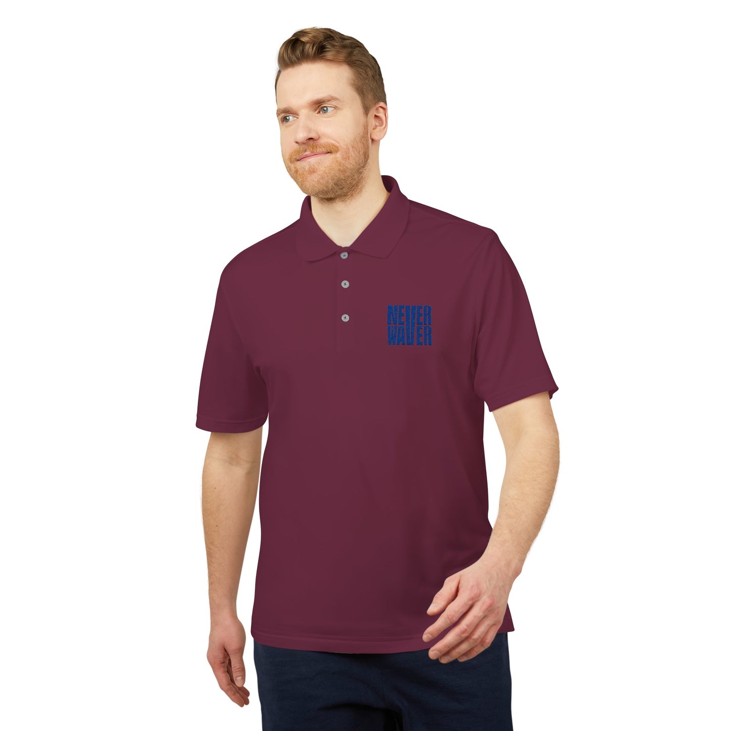 Performance Polo Shirt - "NEVER WAVER" Design