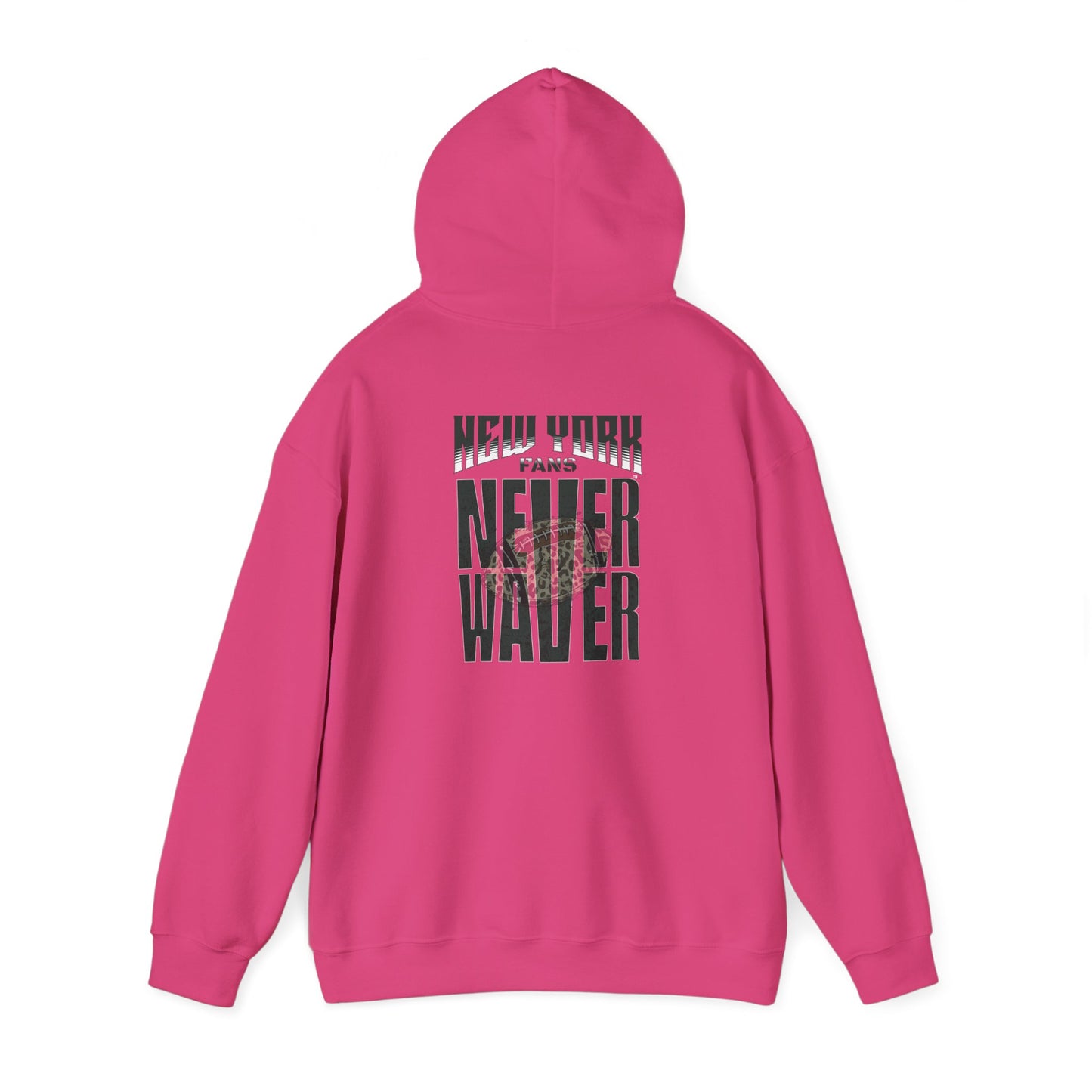 New York Fans Never Waver W Leopard Football Unisex Heavy Blend™ Hooded Sweatshirt - Never Waver