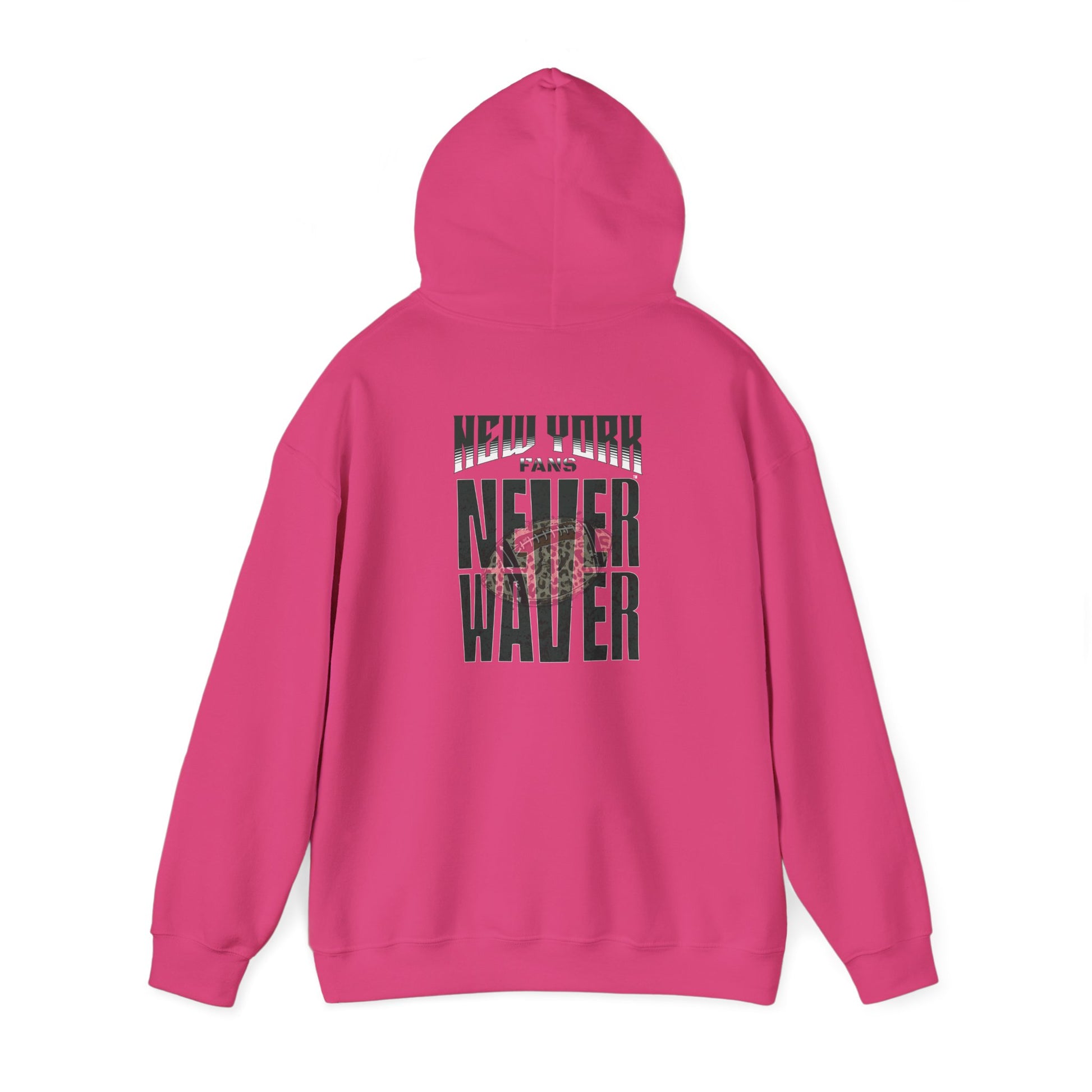 New York Fans Never Waver W Leopard Football Unisex Heavy Blend™ Hooded Sweatshirt - Never Waver