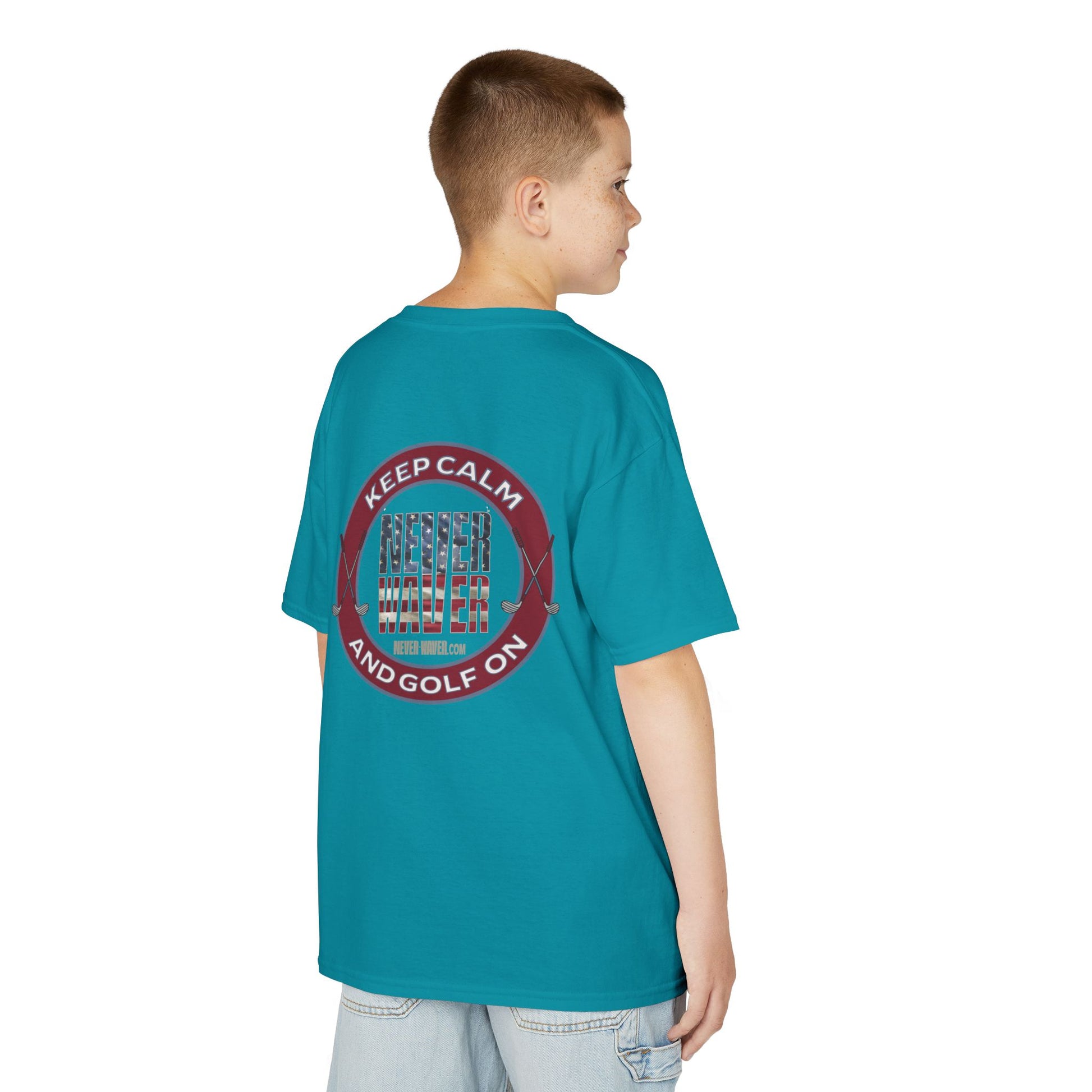 Kids Golf Tee - Keep Calm Never Waver and Golf On - Never Waver