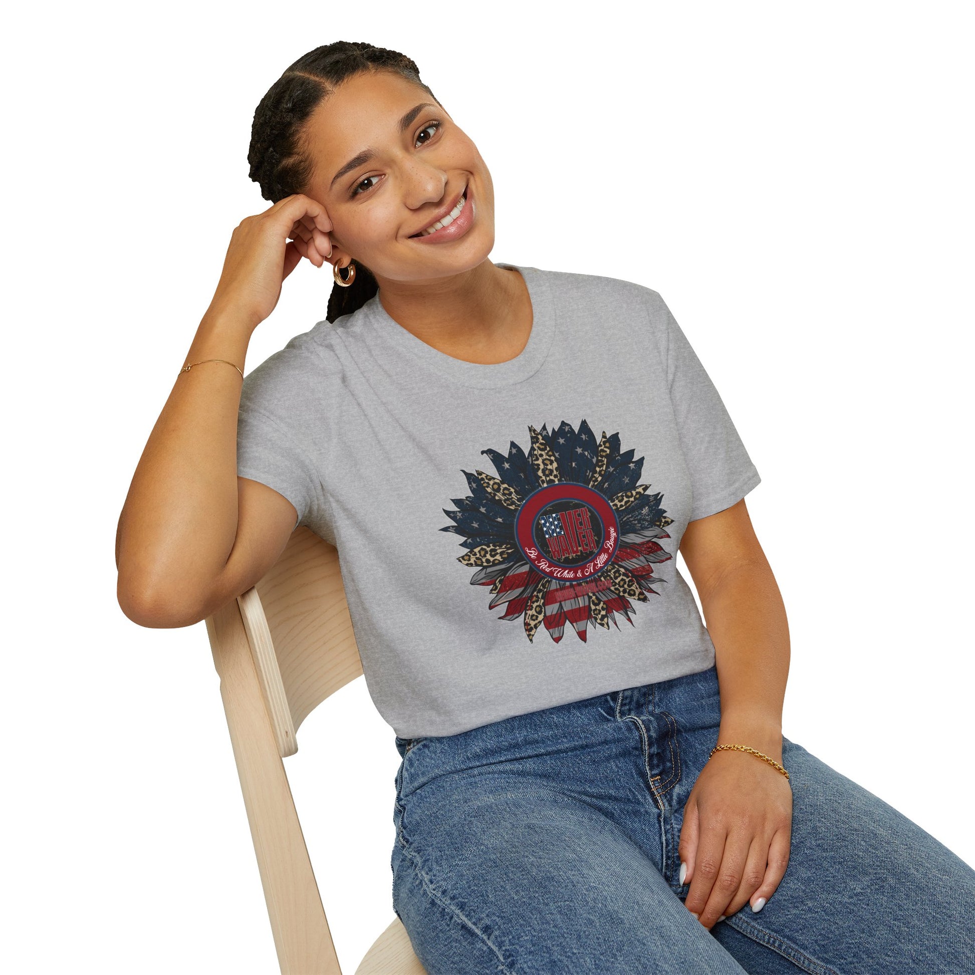 Never Waver Be Red White & a Little Bougie Unisex Softstyle T-Shirt - Never Waver