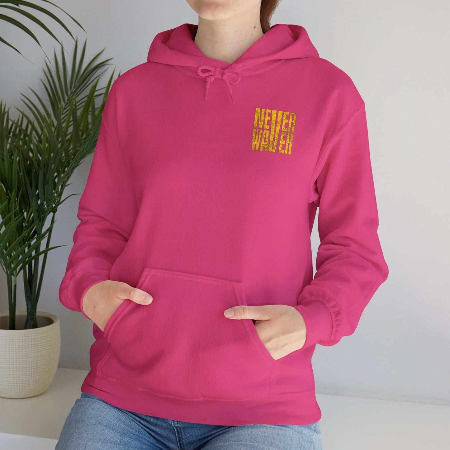 Los Angeles Fans Never Waver w Leopard Football Unisex Heavy Blend™ Hooded Sweatshirt - Cozy, Motivational Apparel for Everyday Wear