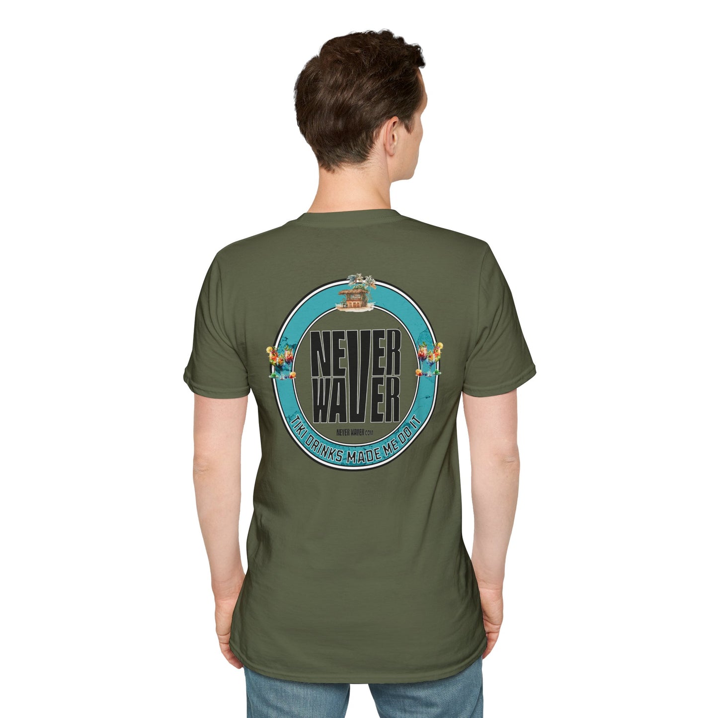 Never Waver Tiki Drinks Made Me Do It? Unisex Soft style T-Shirt - Never Waver