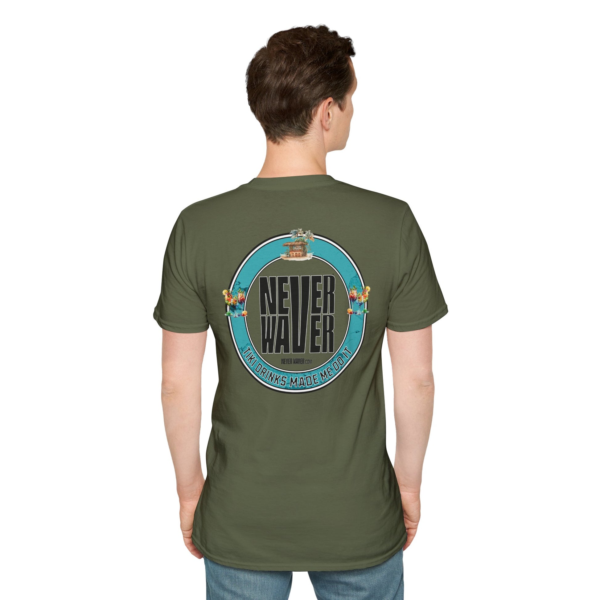 Never Waver Tiki Drinks Made Me Do It? Unisex Soft style T-Shirt - Never Waver