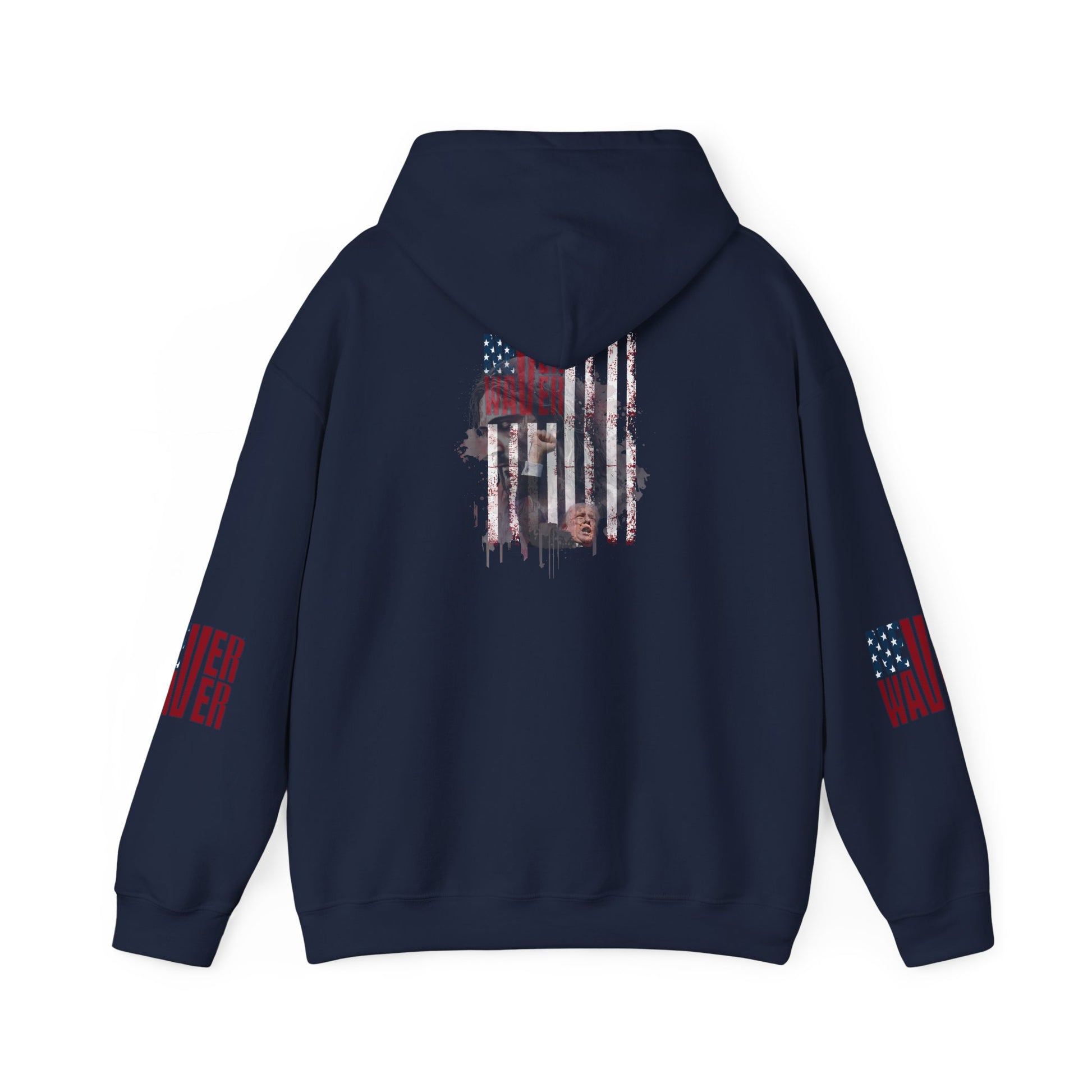Unisex Heavy Blend™ Hooded Sweatshirt - Stylish Comfort with 'Never Waver Trump Fist Pump W Jesus  Protection' Design - Never Waver