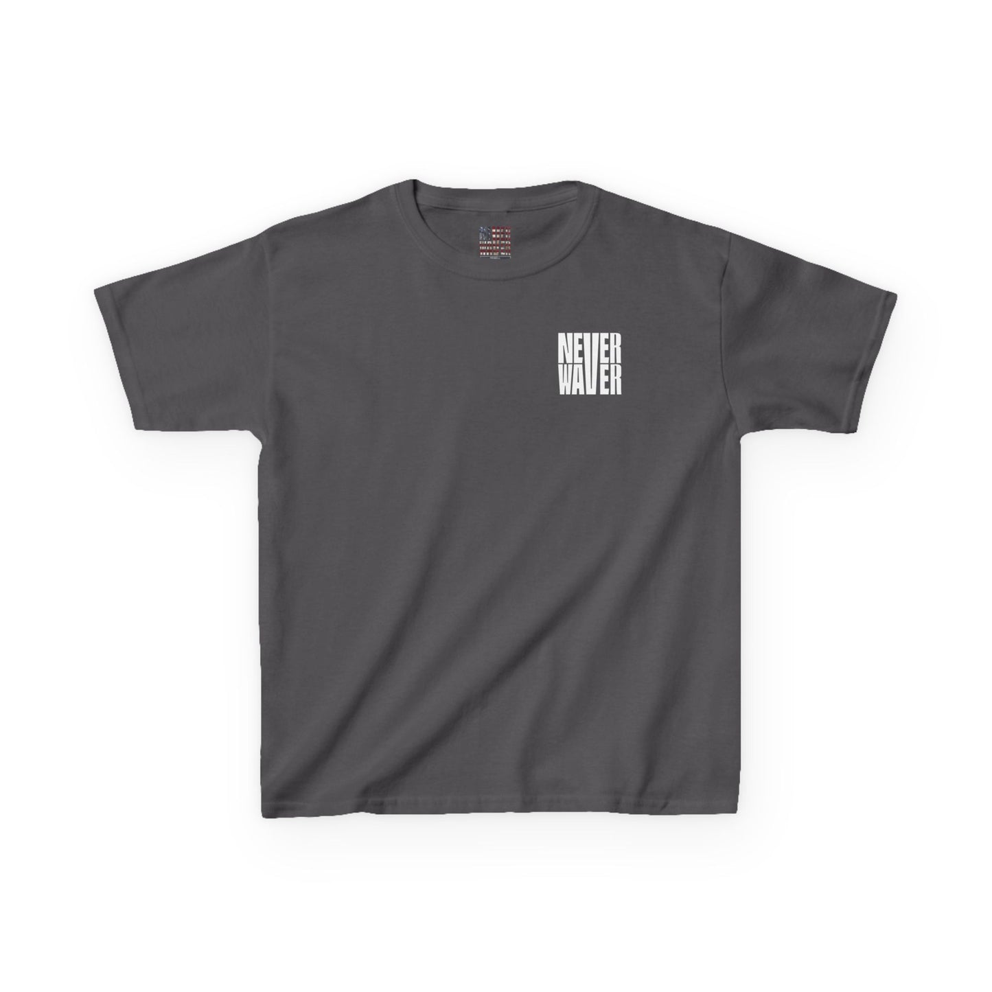 Kids Golf Tee -Never Waver” Jesus a bold, eye-catching design that reflects a steadfast faith and confidence in Christ. - Never Waver