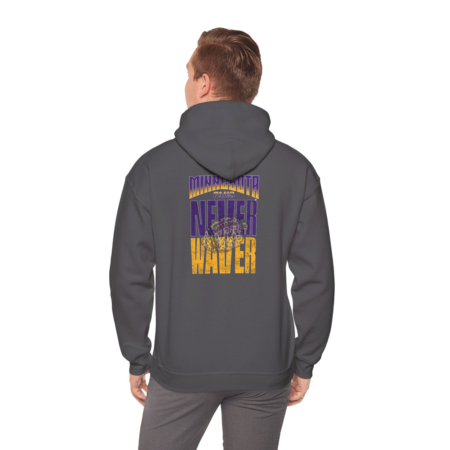 Minnesota Fans Never Waver w Leopard Football Unisex Heavy Blend™ Hooded Sweatshirt - Never Waver Design - Never Waver