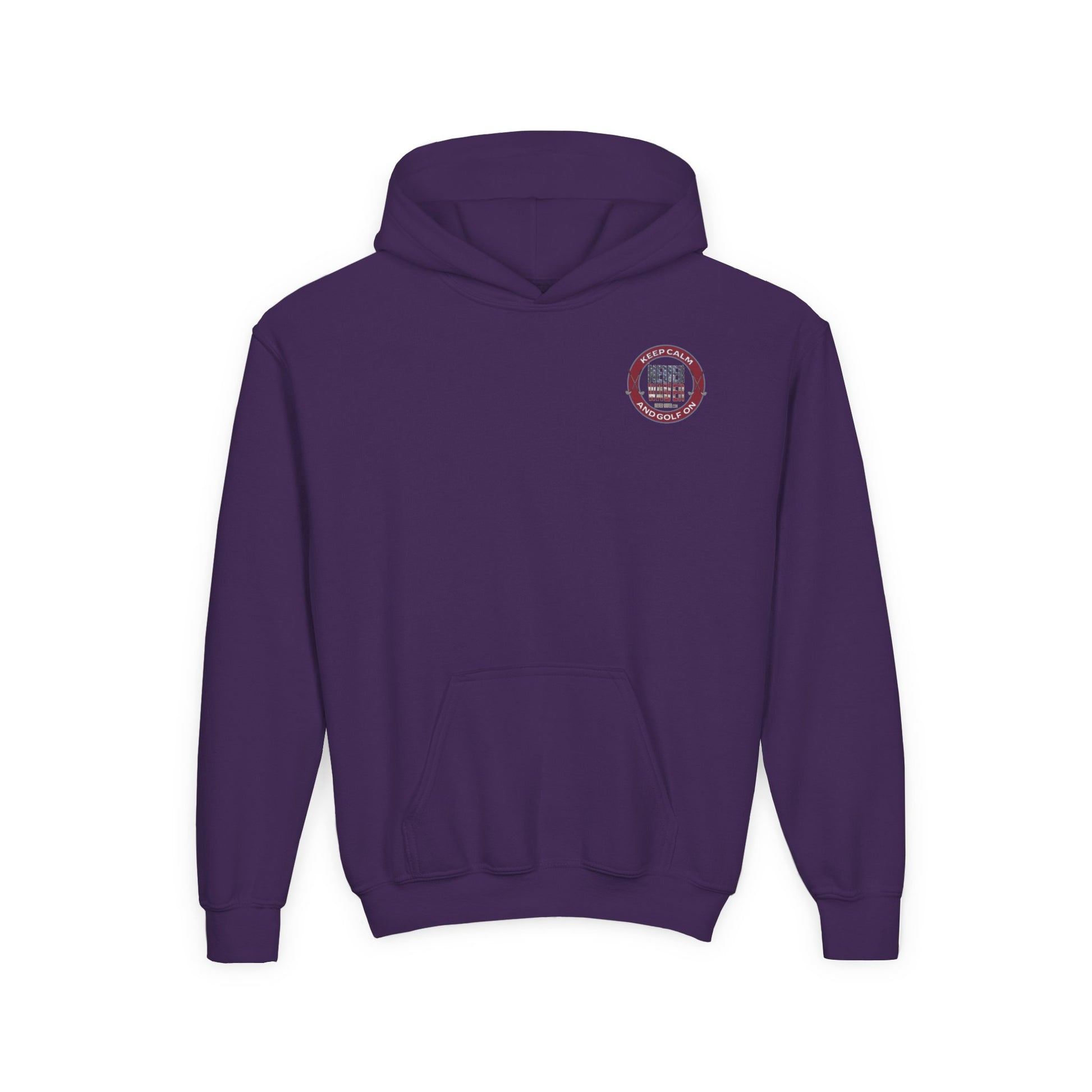 Youth Golf Hoodie - "Keep Calm Never Waver and Golf On" Sweatshirt for Young Golfers - Never Waver