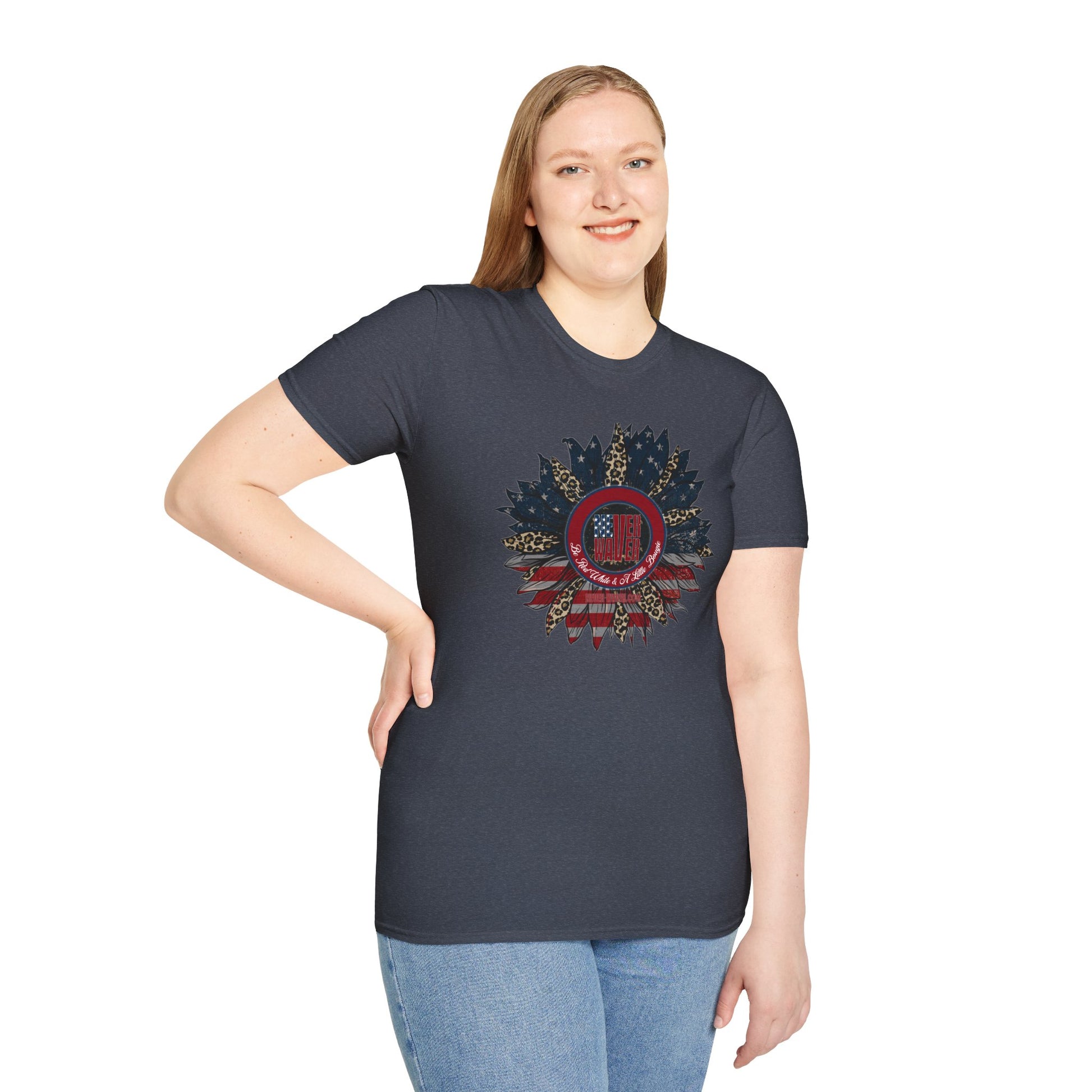 Never Waver Be Red White & a Little Bougie Unisex Softstyle T-Shirt - Never Waver