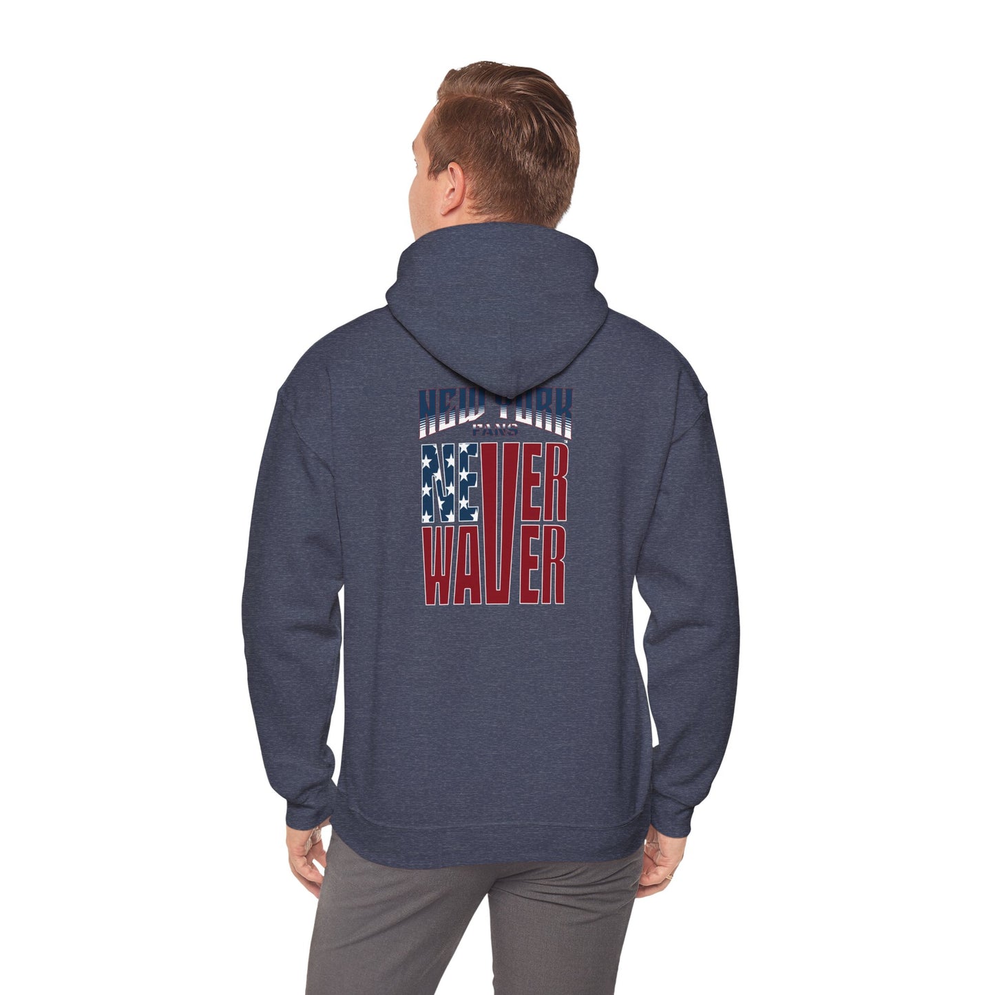 Unisex Heavy Blend™ Hoodie - 'New York Fans Never Waver' American Flag Design - Never Waver