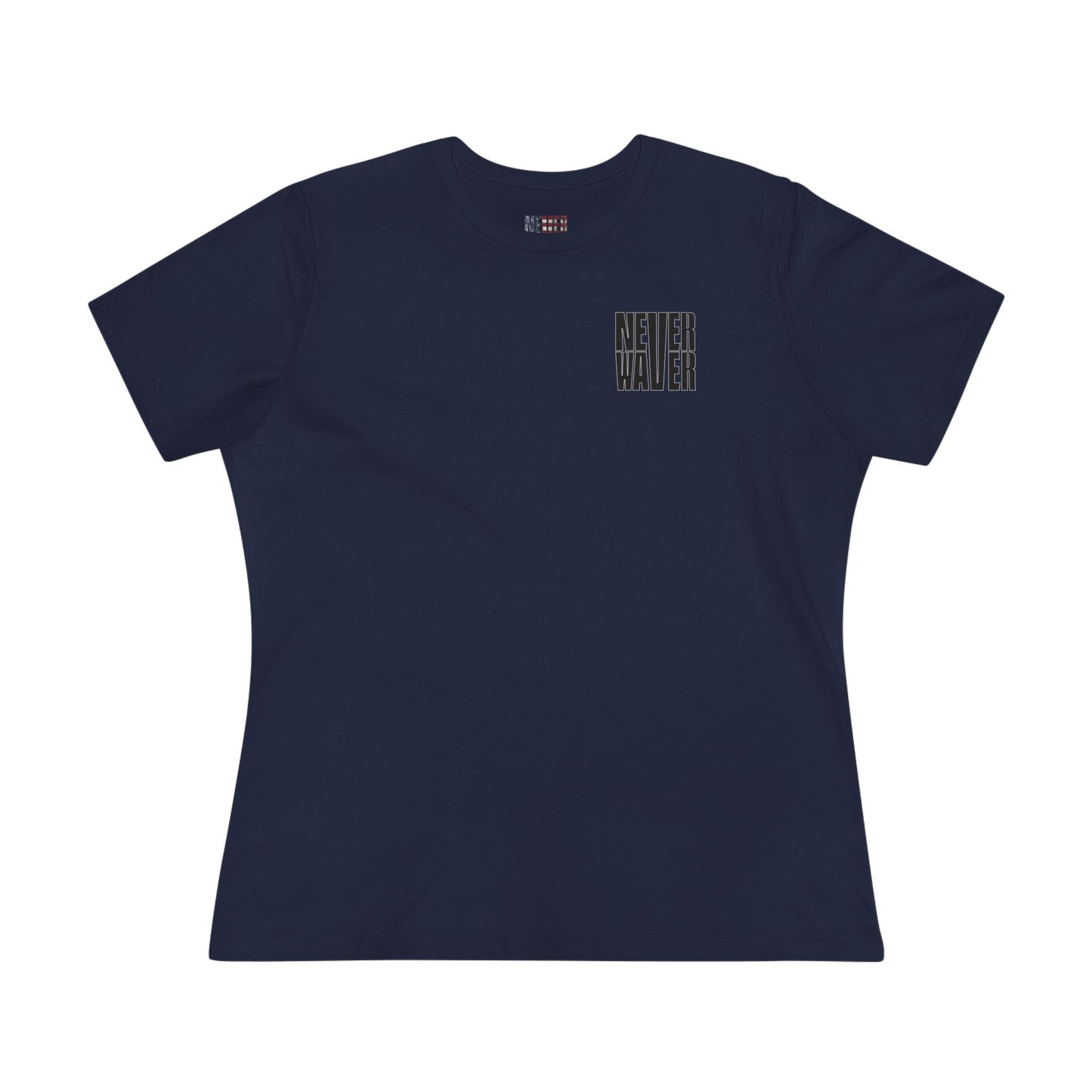 Never Waver” Jesus t-shirt might feature a bold, eye-catching design that reflects a steadfast faith and confidence in Christ.  Women's Cotton Tee - Never Waver