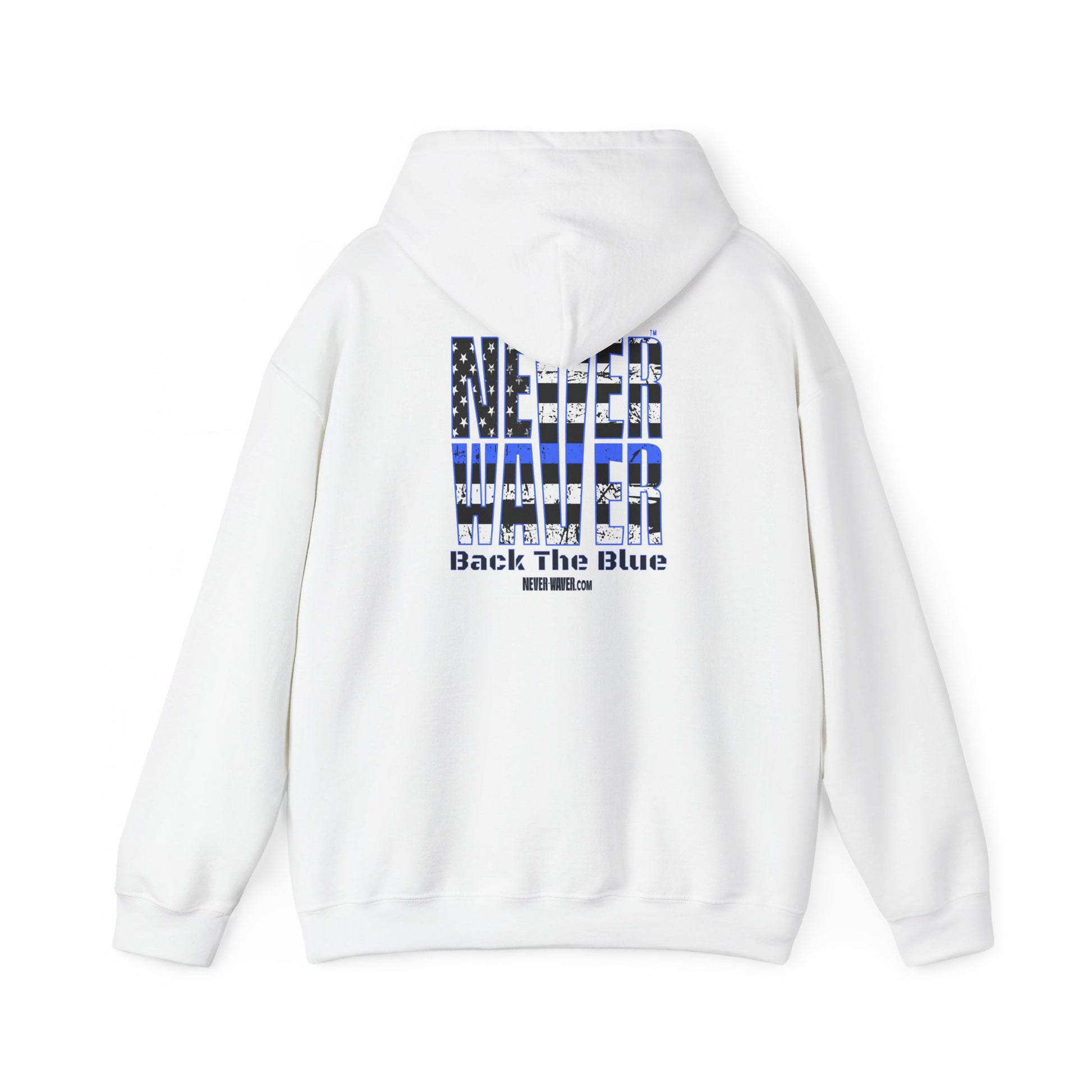 Never Waver Back The Blue Hoodie - Unisex Heavy Blend Sweatshirt - Never Waver
