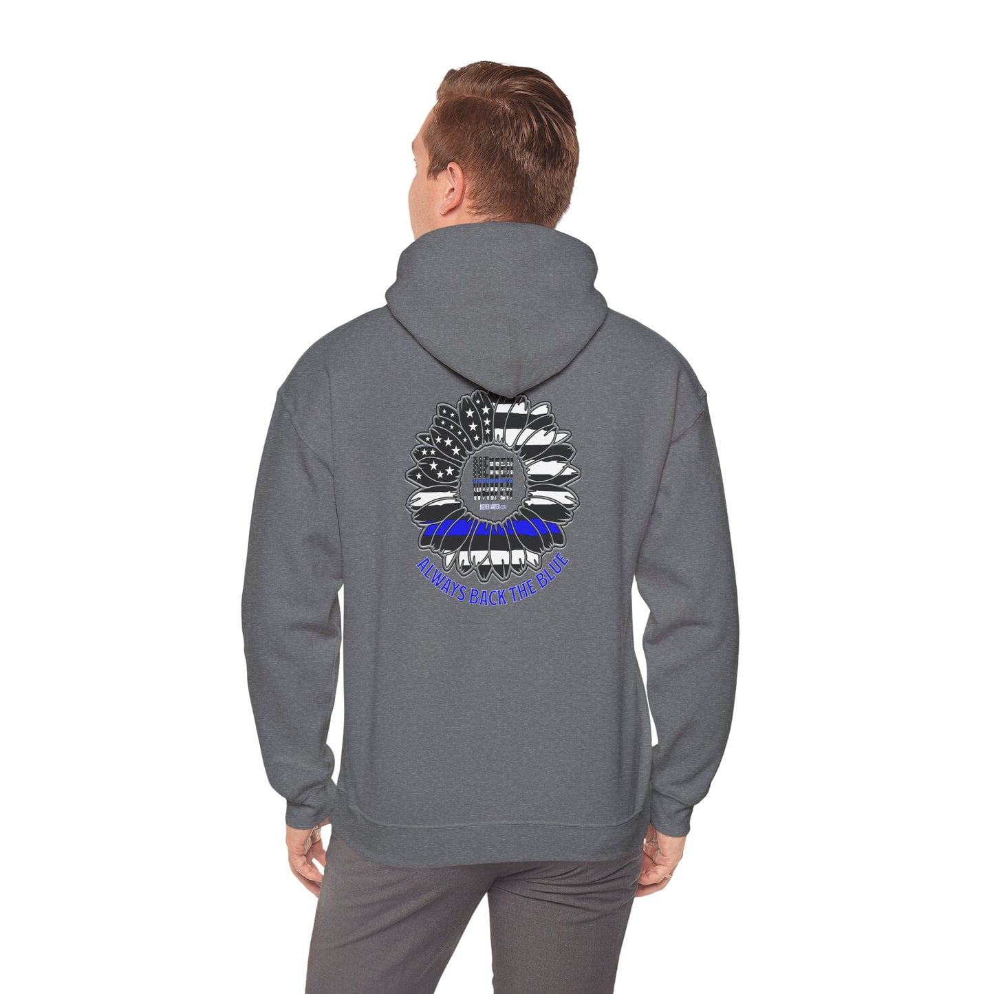 Never Waver Always Back the Blue Hooded Sweatshirt - Unisex Heavy Blend™ - Never Waver