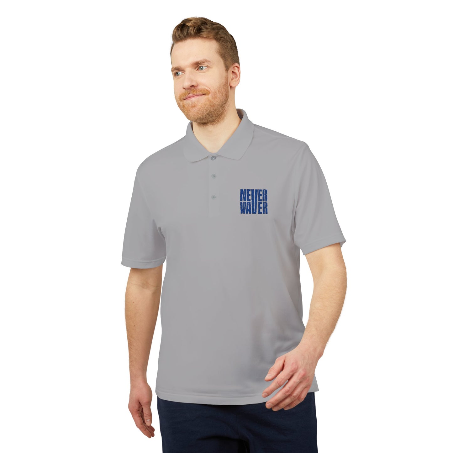 Performance Polo Shirt - "NEVER WAVER" Design