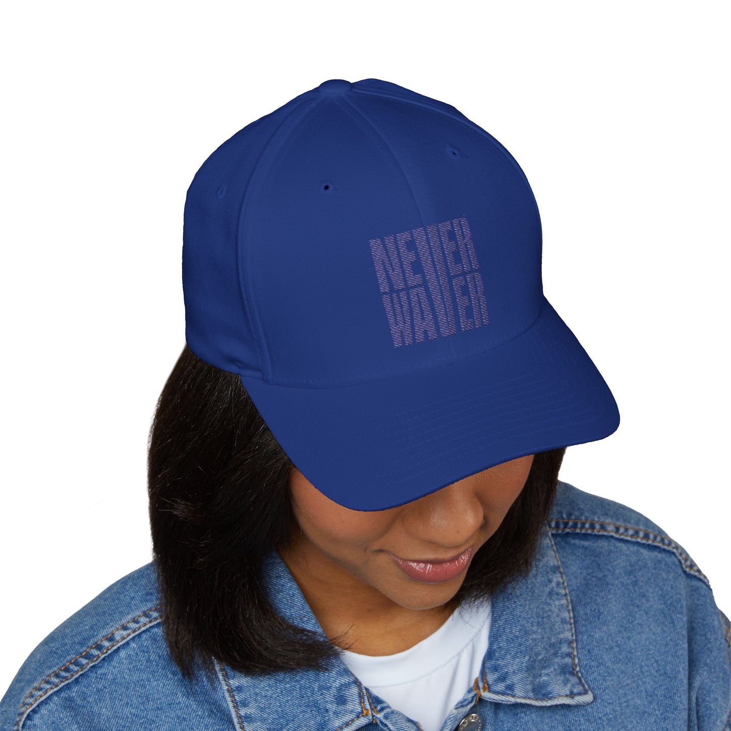 Never Waver Embroidered Cap - Motivational Closed-Back Hat
