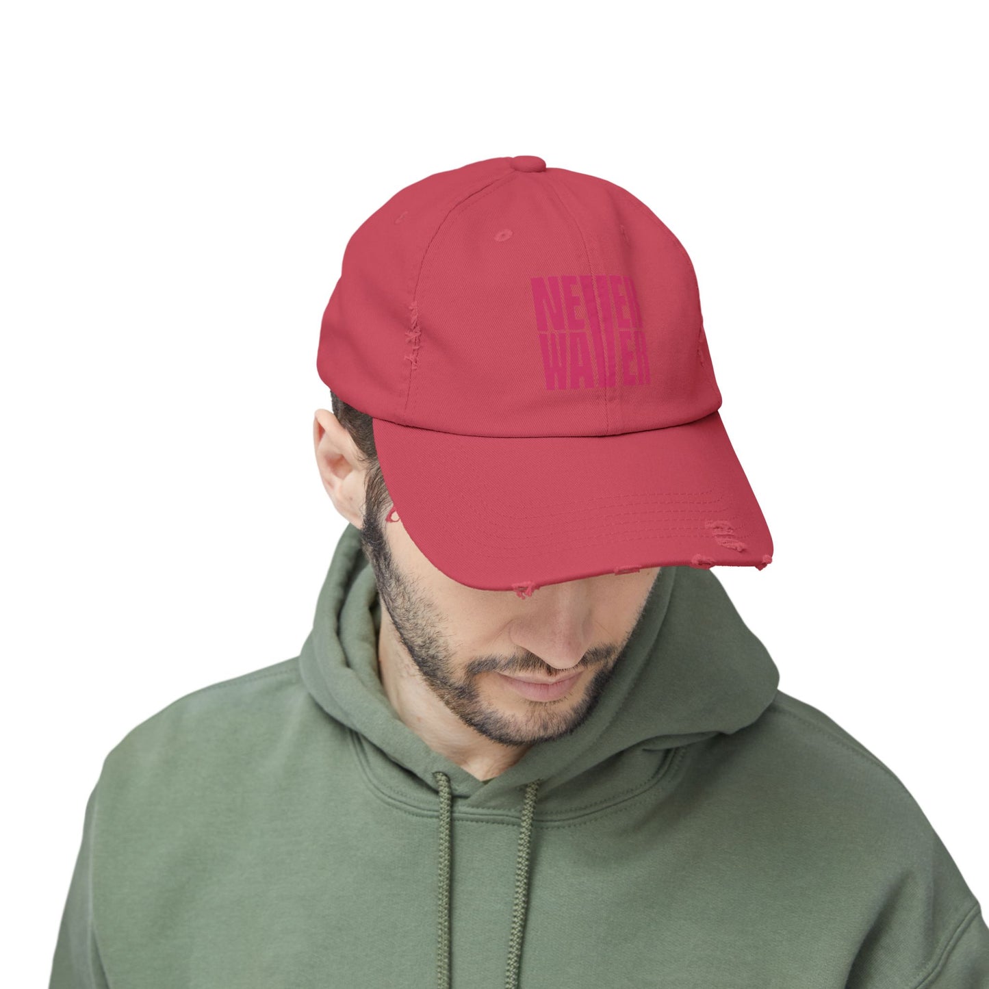 Unisex Distressed Cap - 'Never Waver' Motivational Hat - Never Waver