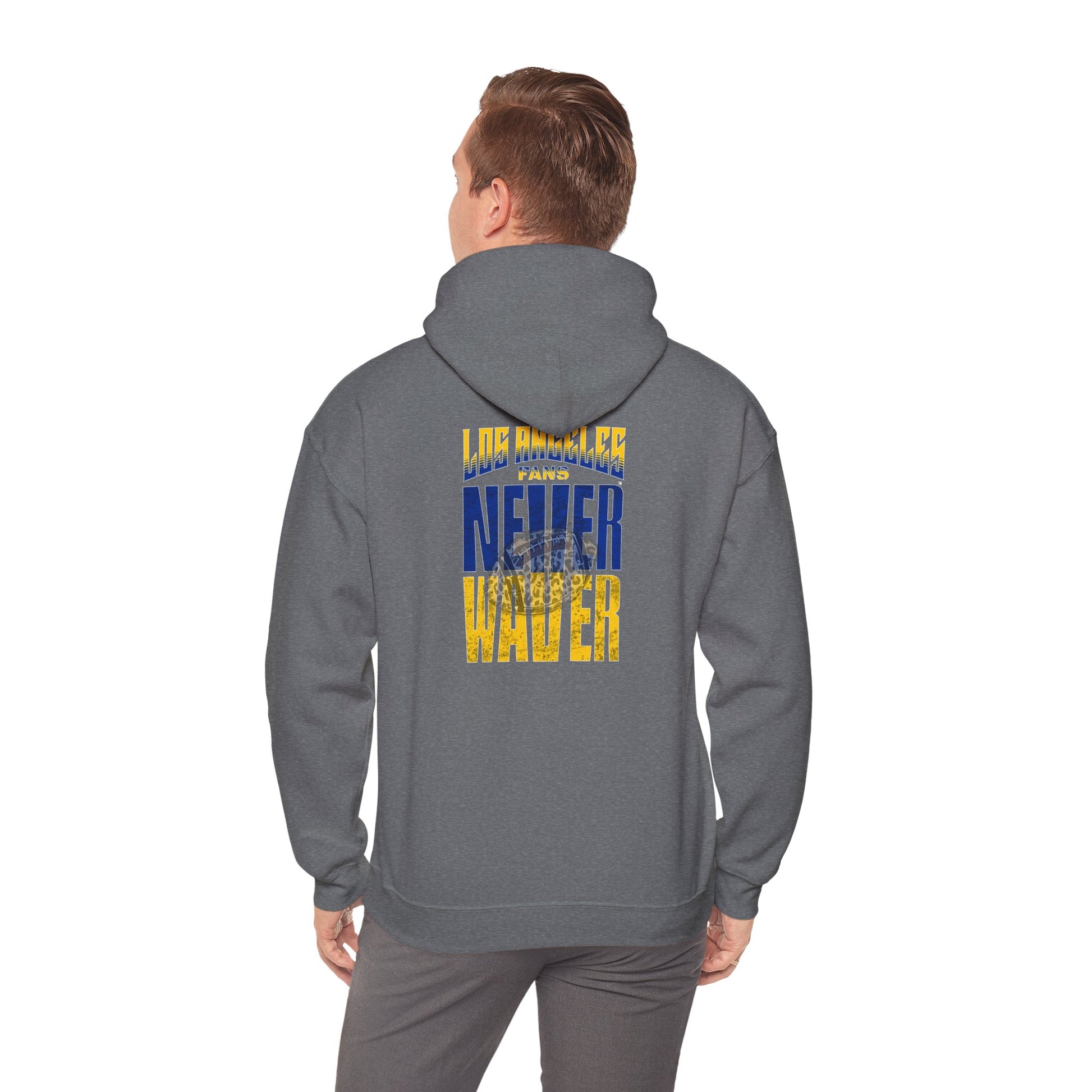 Unisex Heavy Blend™ Hooded Sweatshirt - Los Angeles Fans  NEVER WAVER w Leopard Football | Cozy Streetwear for Every Day - Never Waver