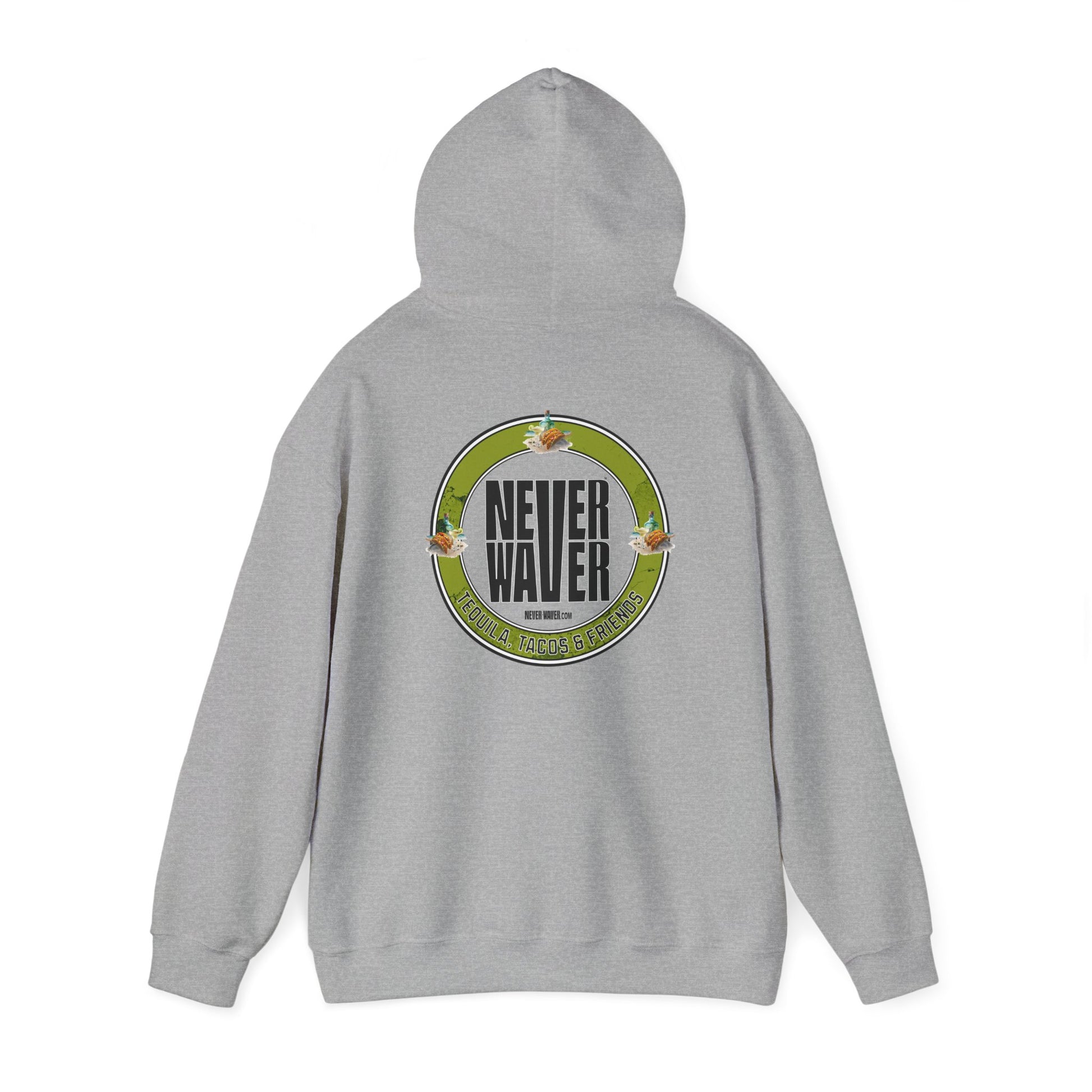 Eco-Friendly Unisex Hoodie: "Never Waver Tequila, Tacos, And Friends" - Never Waver