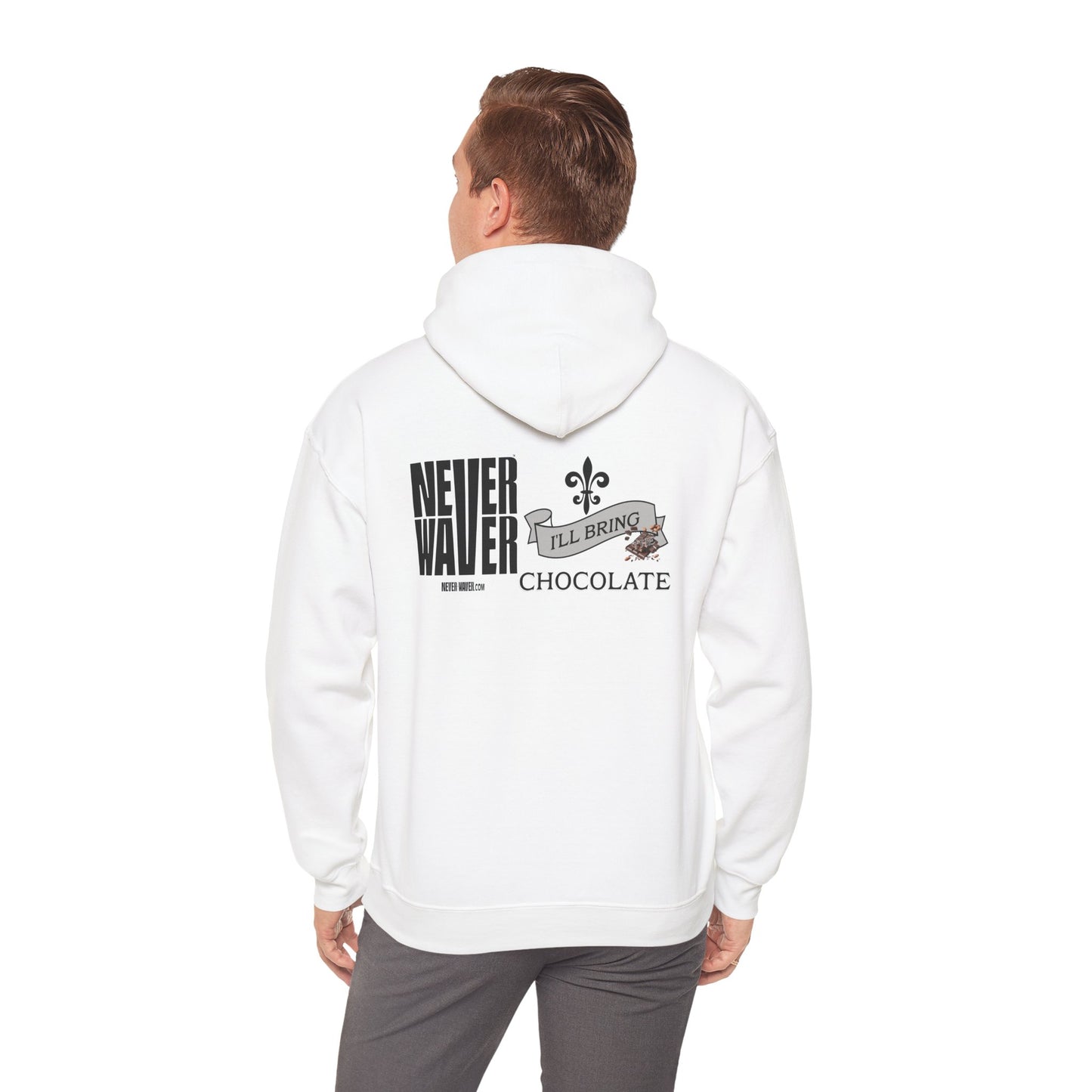 Unisex Heavy Blend™ Hooded Sweatshirt - "Never Waver I'll Bring The Chocolate" Inspirational Hoodie - Never Waver