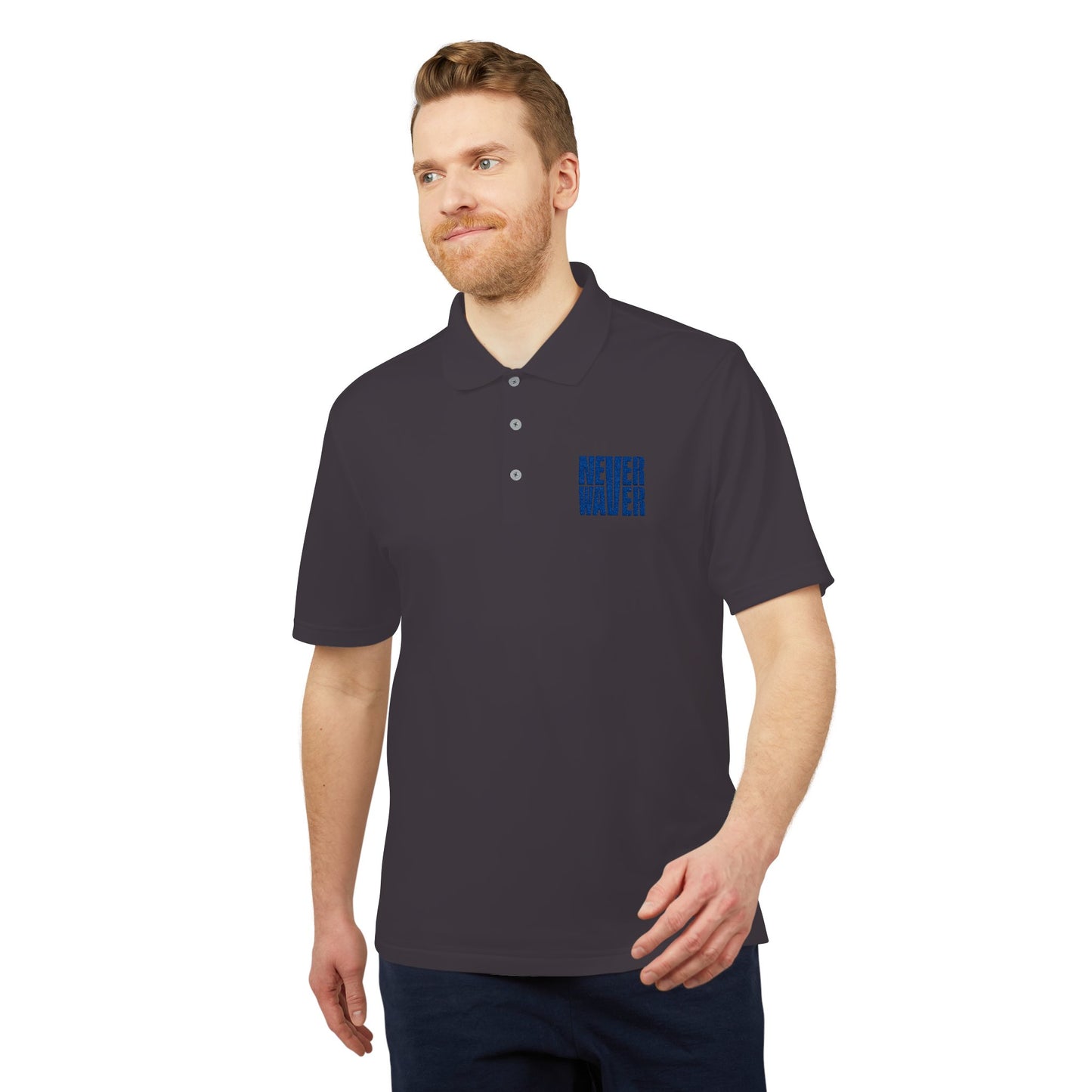 Performance Polo Shirt - "NEVER WAVER" Design