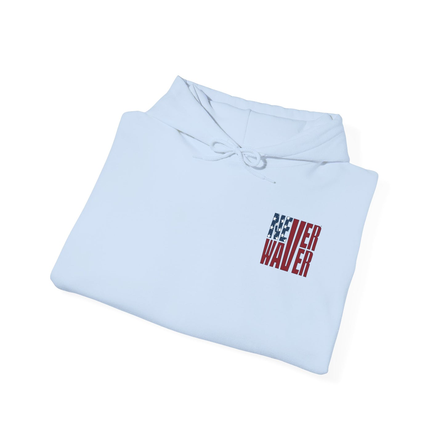 Unisex Heavy Blend™ Hooded Sweatshirt - Stylish Comfort with 'Never Waver Trump Fist Pump W Jesus  Protection' Design - Never Waver