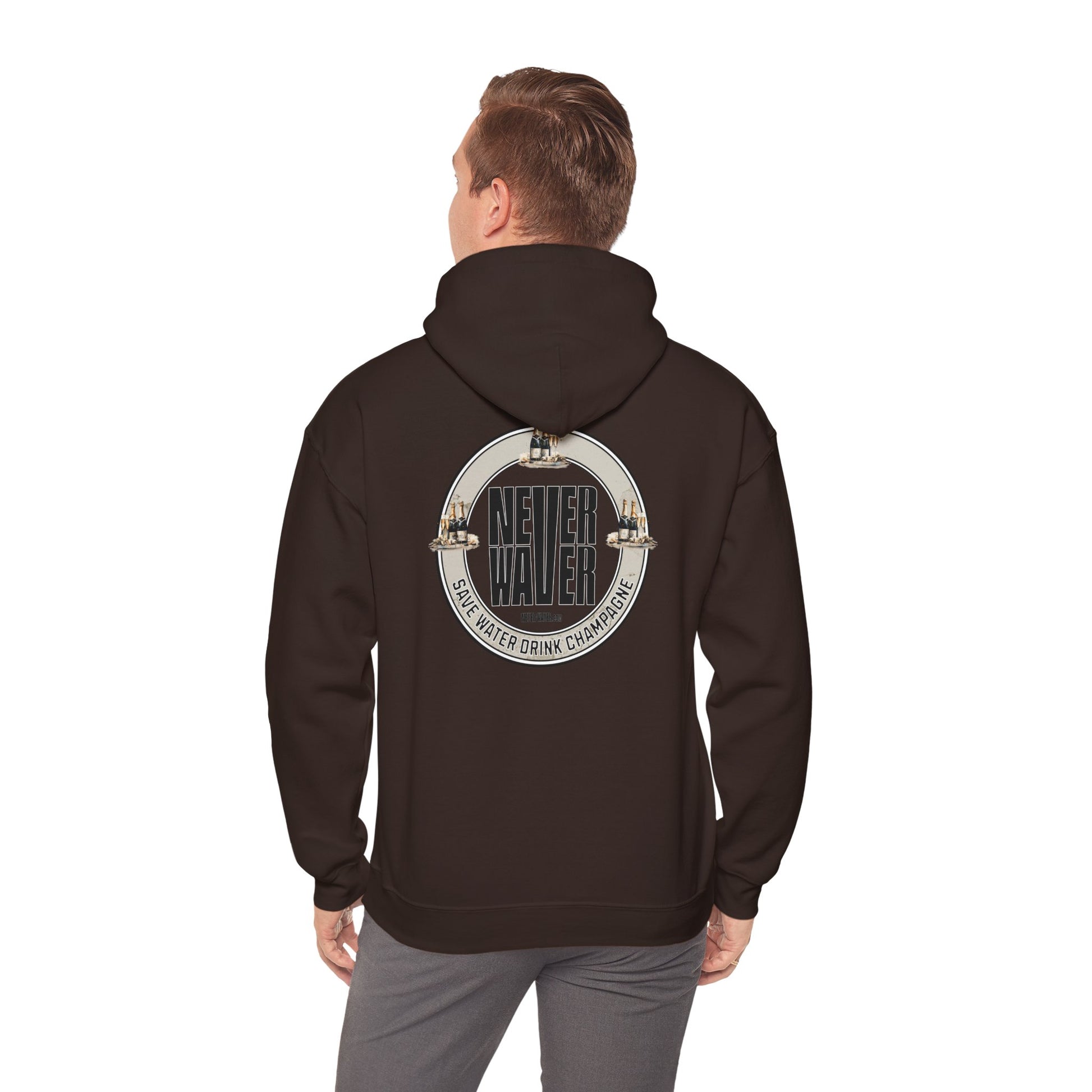 Eco-Friendly Unisex Hoodie: "Never Waver Save Water Drink Champagne" - Never Waver