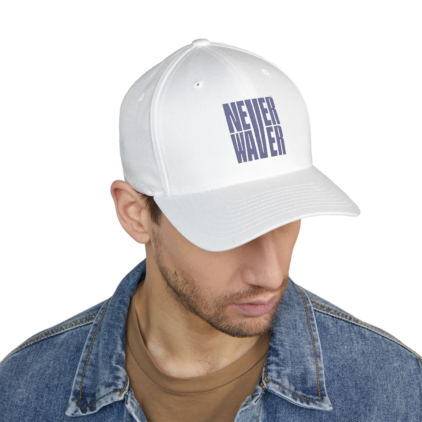 Never Waver Embroidered Cap - Motivational Closed-Back Hat
