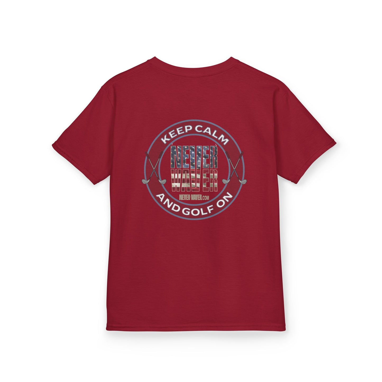 Kids Golf Tee - Keep Calm Never Waver and Golf On - Never Waver