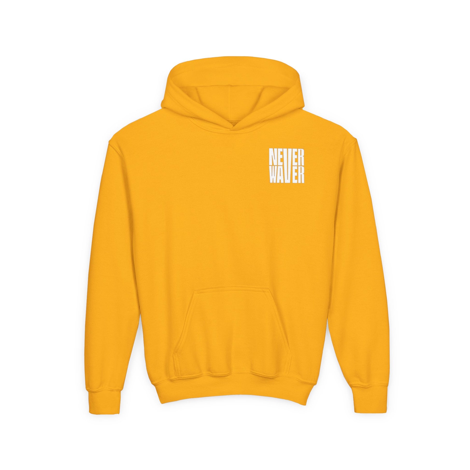 Youth Jesus Hoodie - "Never Waver” Jesus bold, eye-catching design that reflects a steadfast faith and confidence in Christ. " Sweatshirt for Young Jesus Lovers - Never Waver