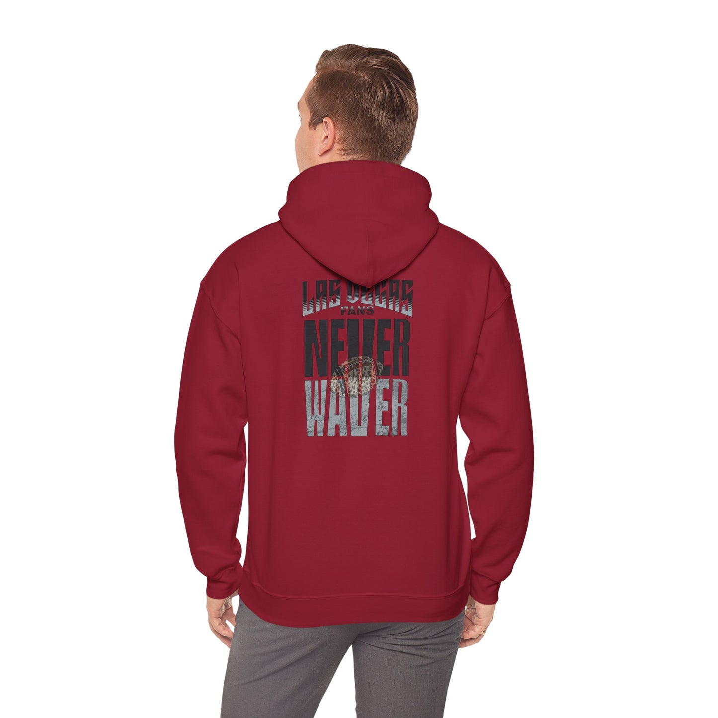 Las Vegas Fans Never Waver w Leopard Football Unisex Heavy Blend™ Hooded Sweatshirt - Cozy Oversized Style for Fans - Never Waver